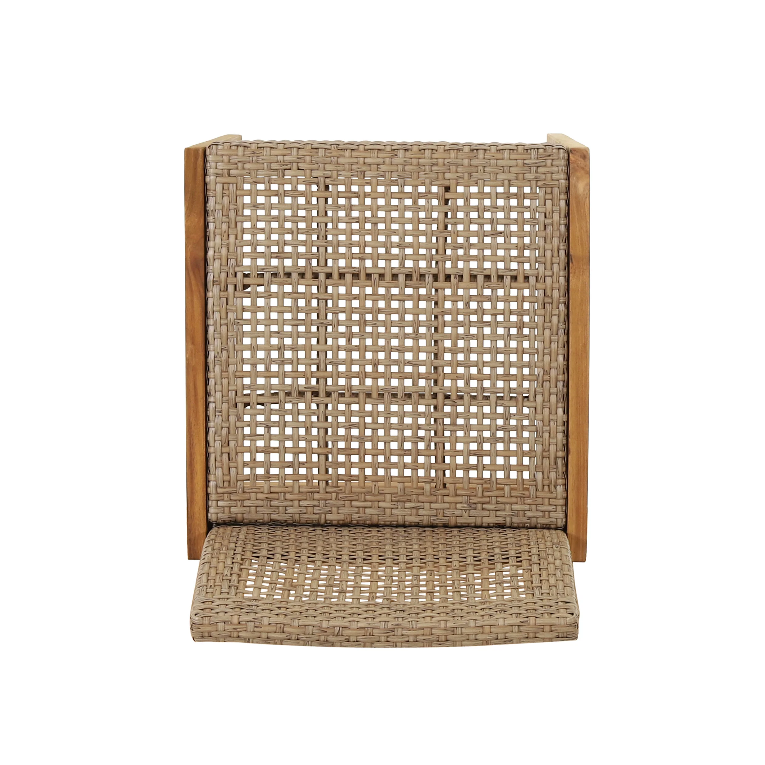 Resaca Outdoor Wicker Barstools, Set of 2, Light Multi-Brown and Teak - furnishings