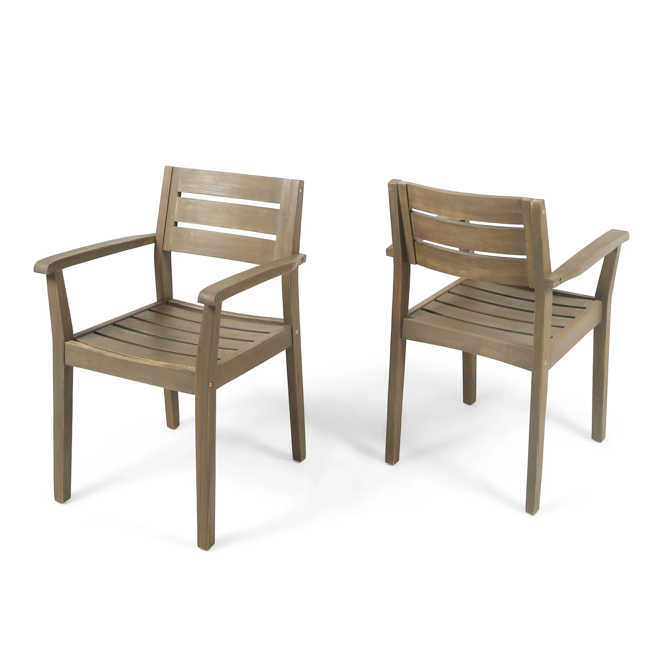 Stanford Outdoor Rustic Slat Acacia Wood Dining Chairs (Set of 2) - furnishings
