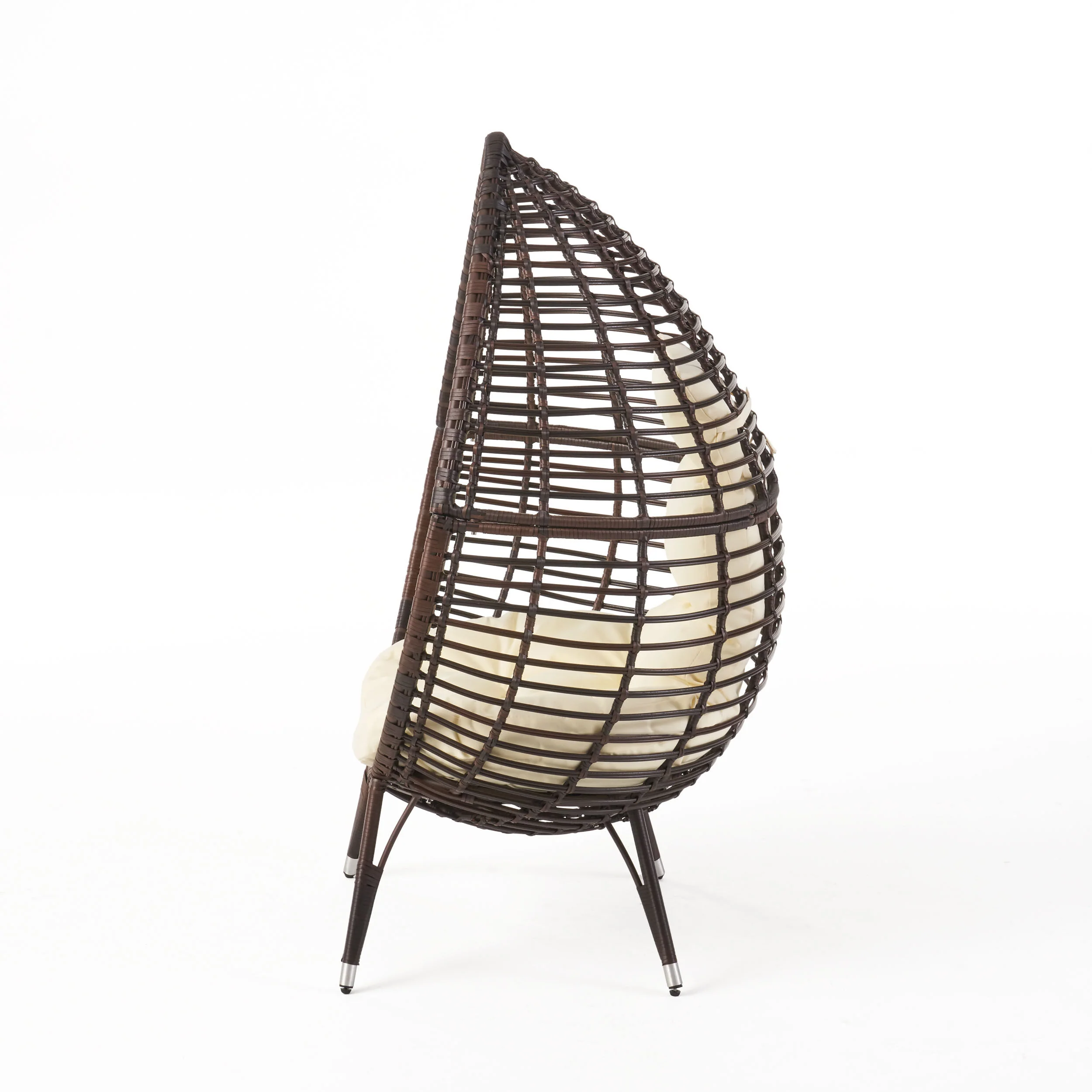 Dermot Outdoor Wicker Freestanding Wicker Teardrop / Egg Chair w/ Cushion - furnishings