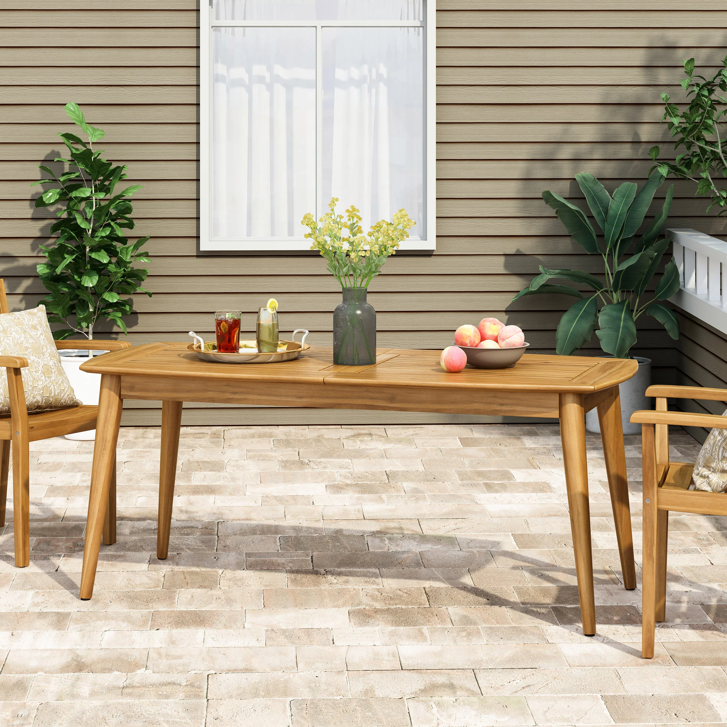 Yugan Outdoor Rustic Acacia Wood Dining Table - furnishings