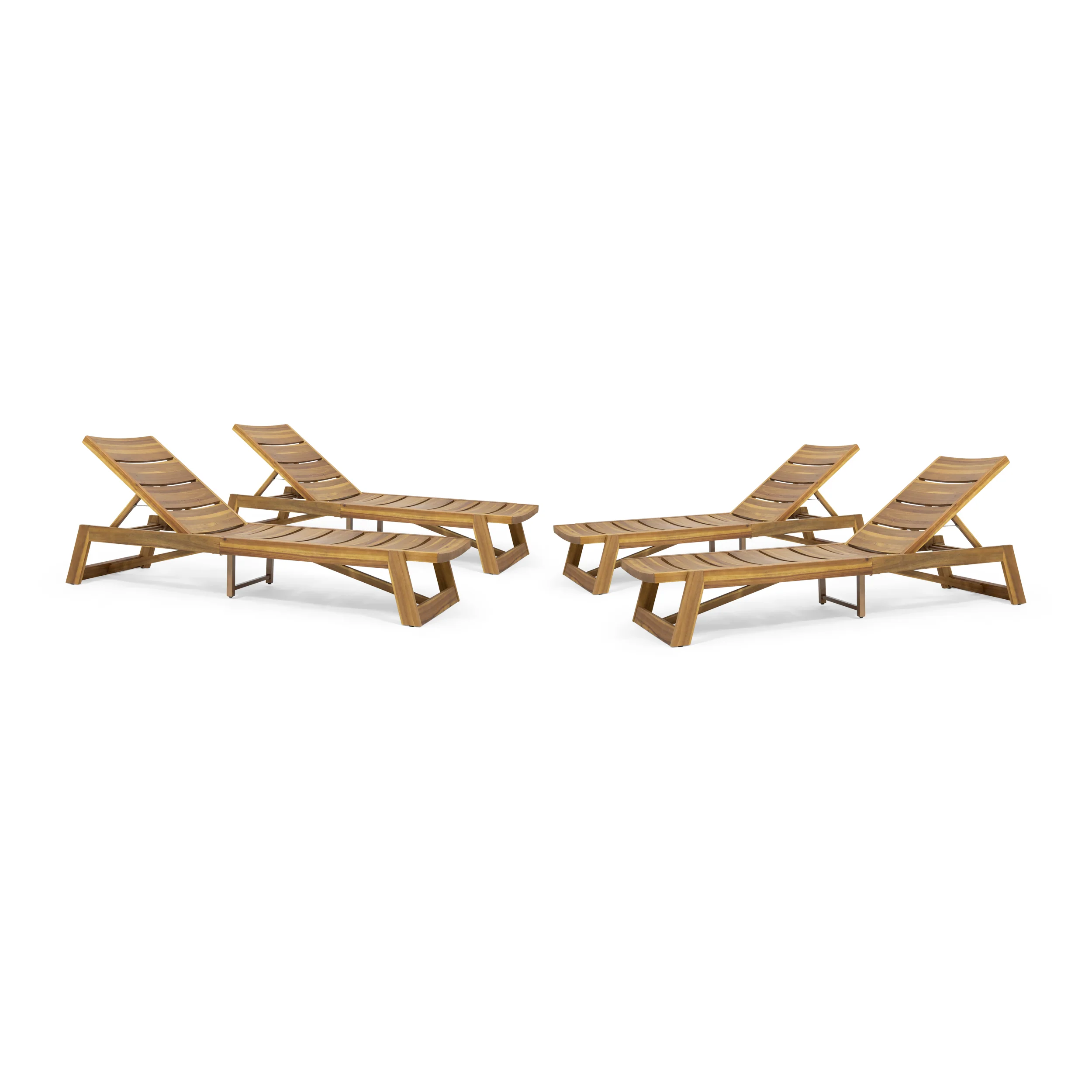 Melissa Outdoor Acacia Wood Chaise Lounge (Set of 4) - furnishings