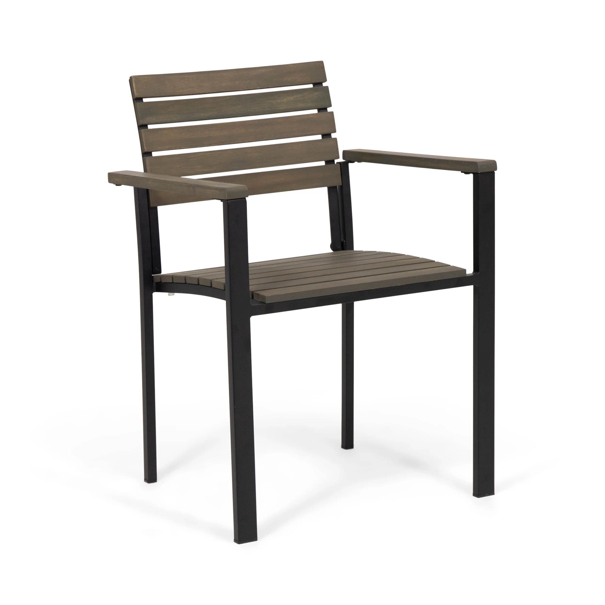 Alberta Outdoor Wood and Iron Dining Chairs (Set of 2) - furnishings