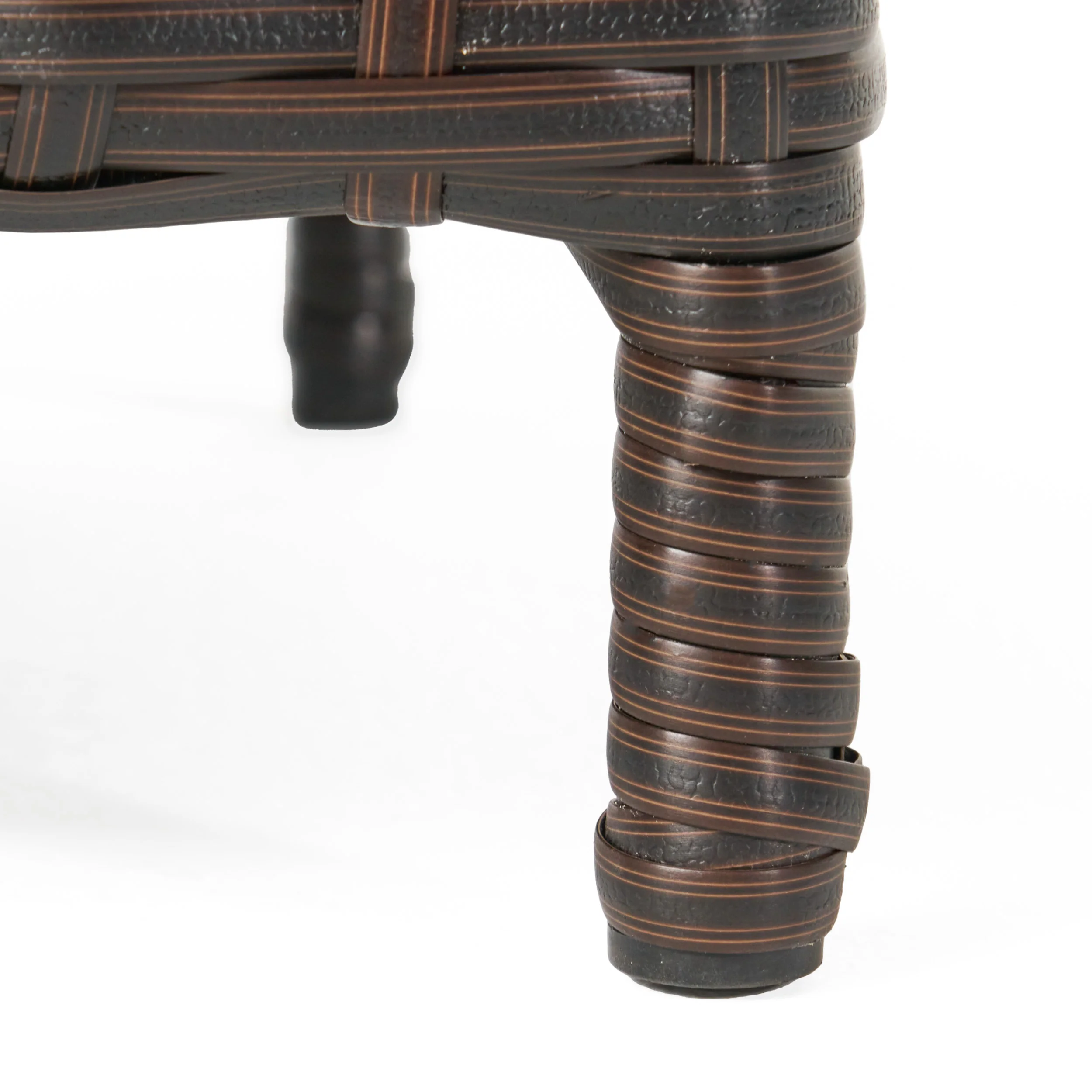 Easton Modern Outdoor Brown Wicker Side Table with Tempered Glass Top - furnishings