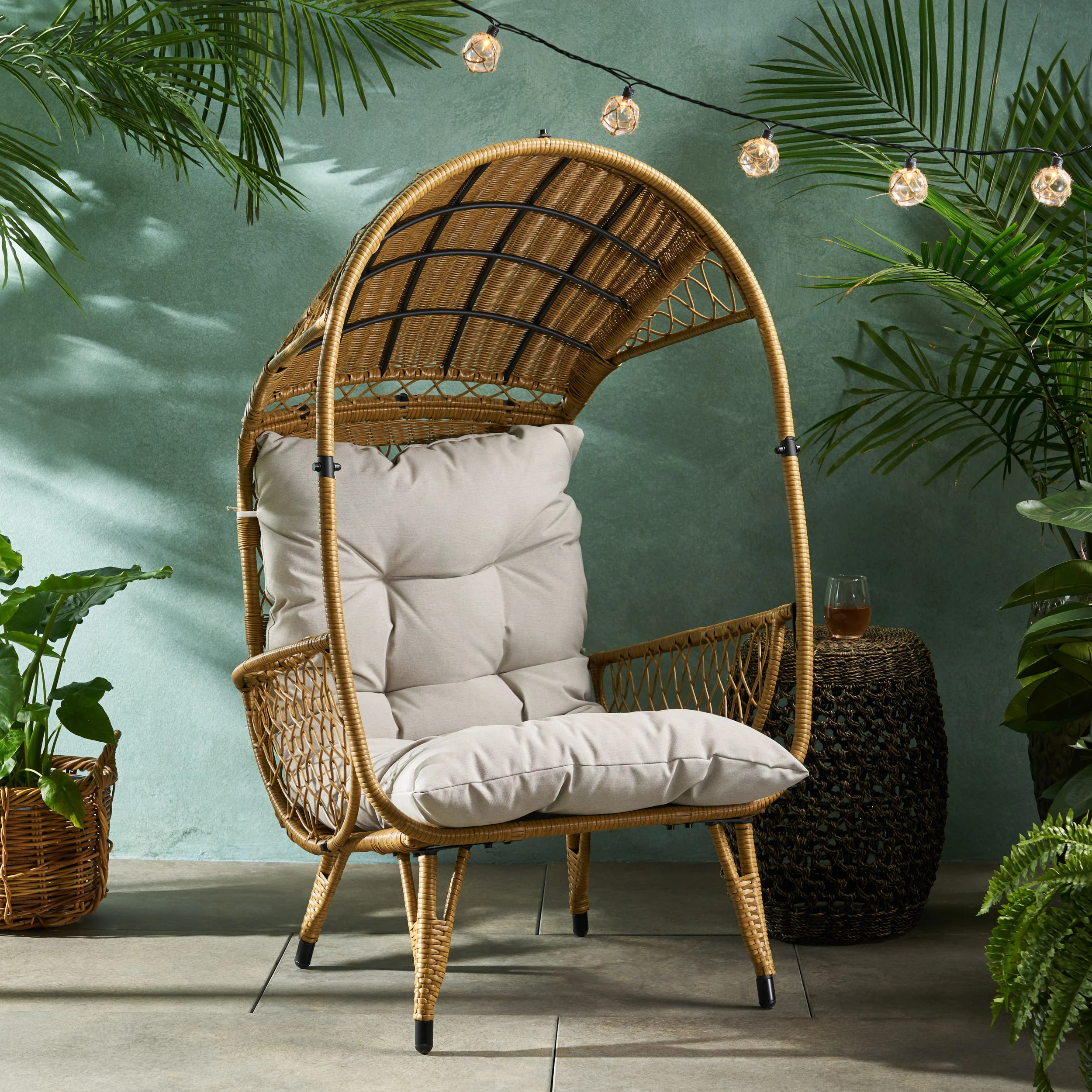 Primo Outdoor Wicker Freestanding Basket Chair - furnishings