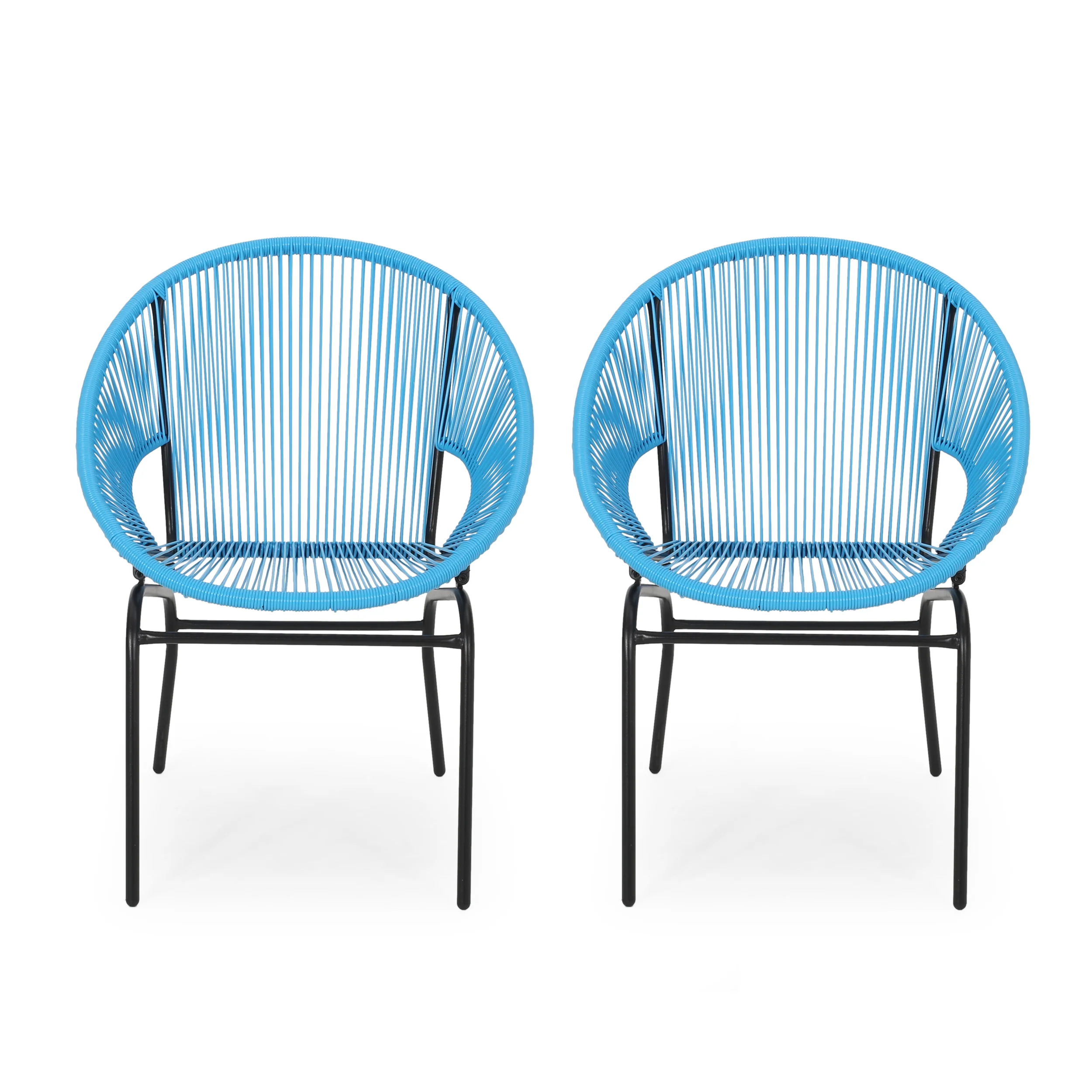 Chrissy Outdoor Modern Faux Rattan Club Chair (Set of 2) - furnishings