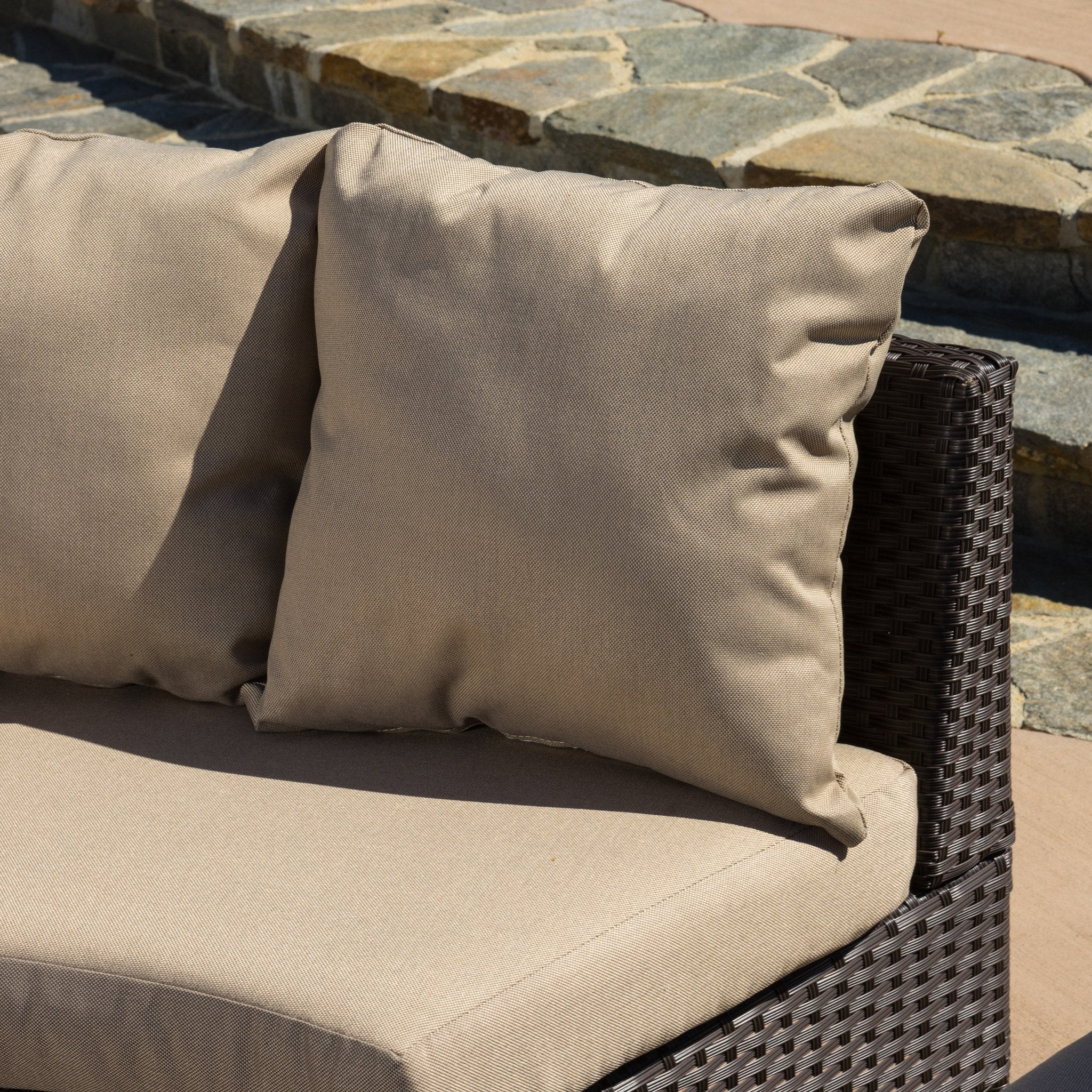 Falkland Outdoor 8 Seater Round Wicker Sectional Sofa Set with Coffee Tables - furnishings