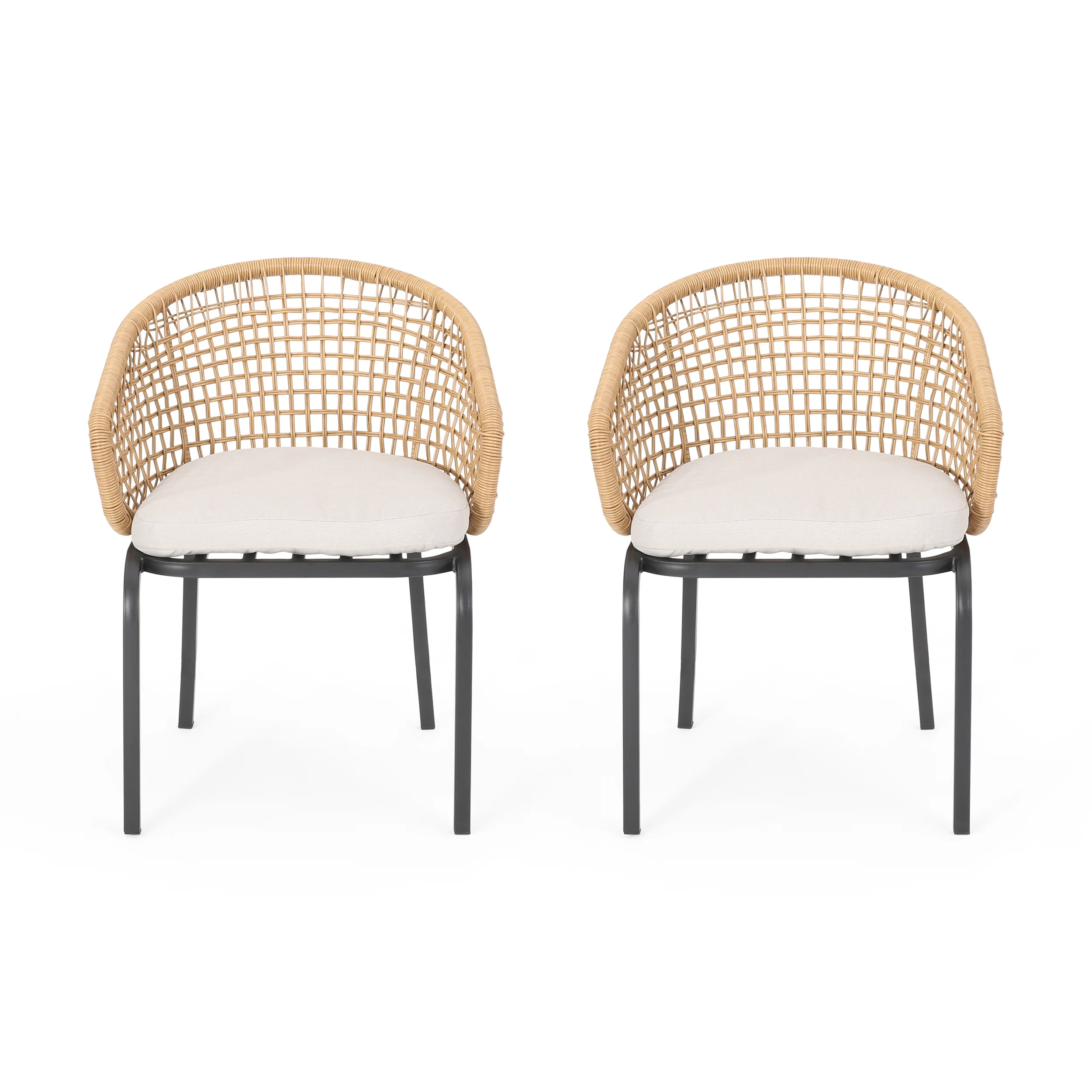 Herbert Outdoor Wicker Club Chair with Cushion (Set of 2) - furnishings