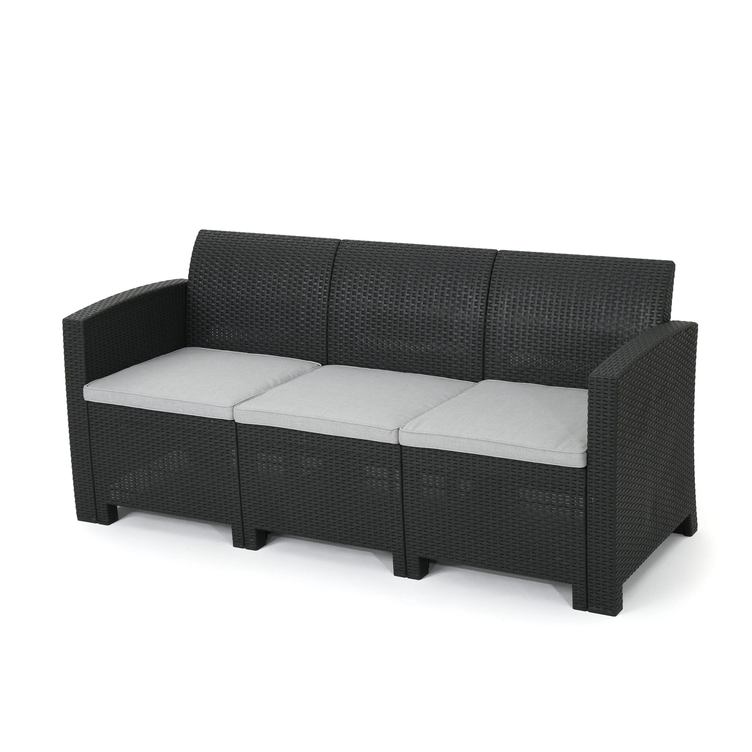 St. Pete Outdoor 3 Seat Faux Wicker Rattan Style Sofa - furnishings