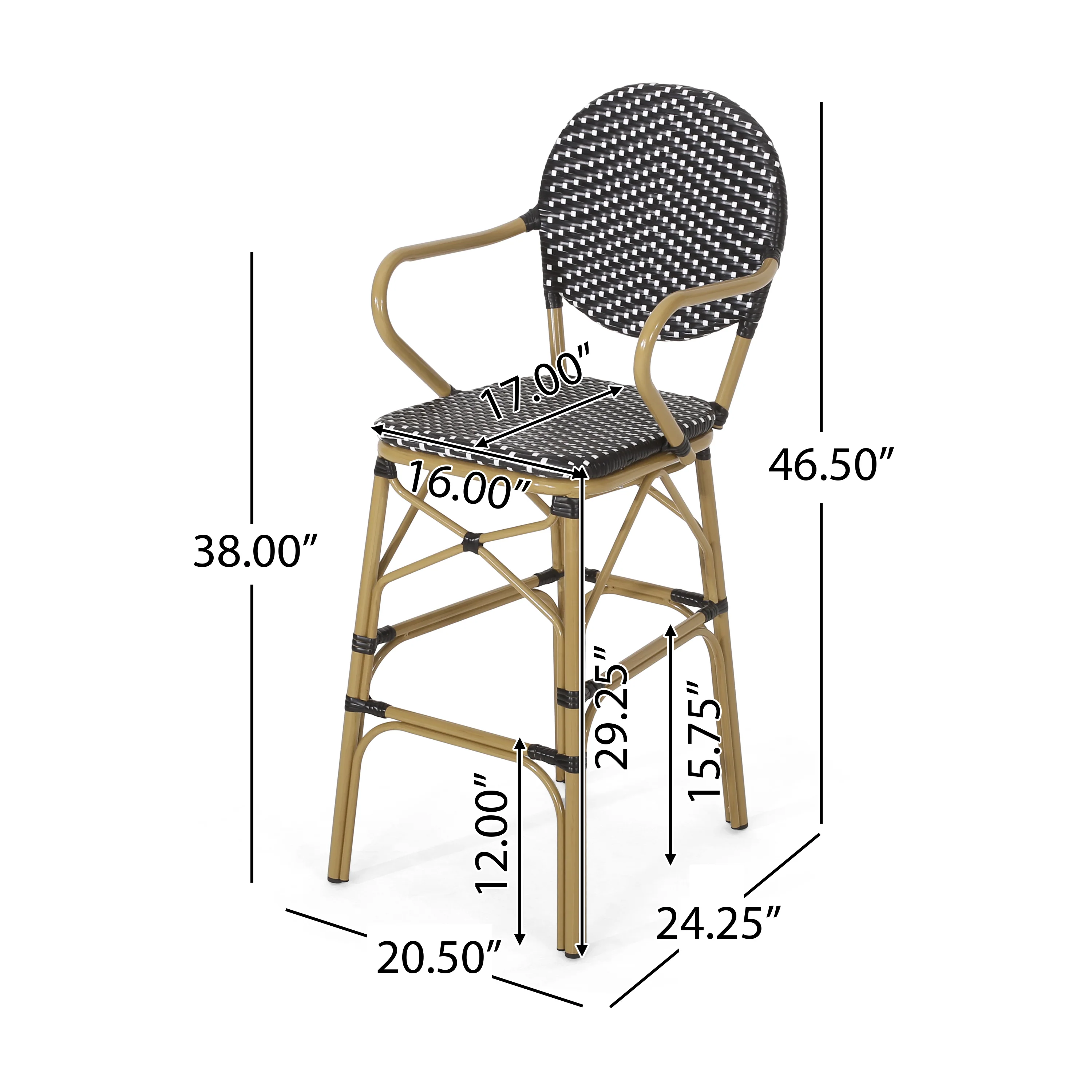 Danberry Outdoor Wicker and Aluminum 29.5 Inch French Barstools, Set of 4 - furnishings