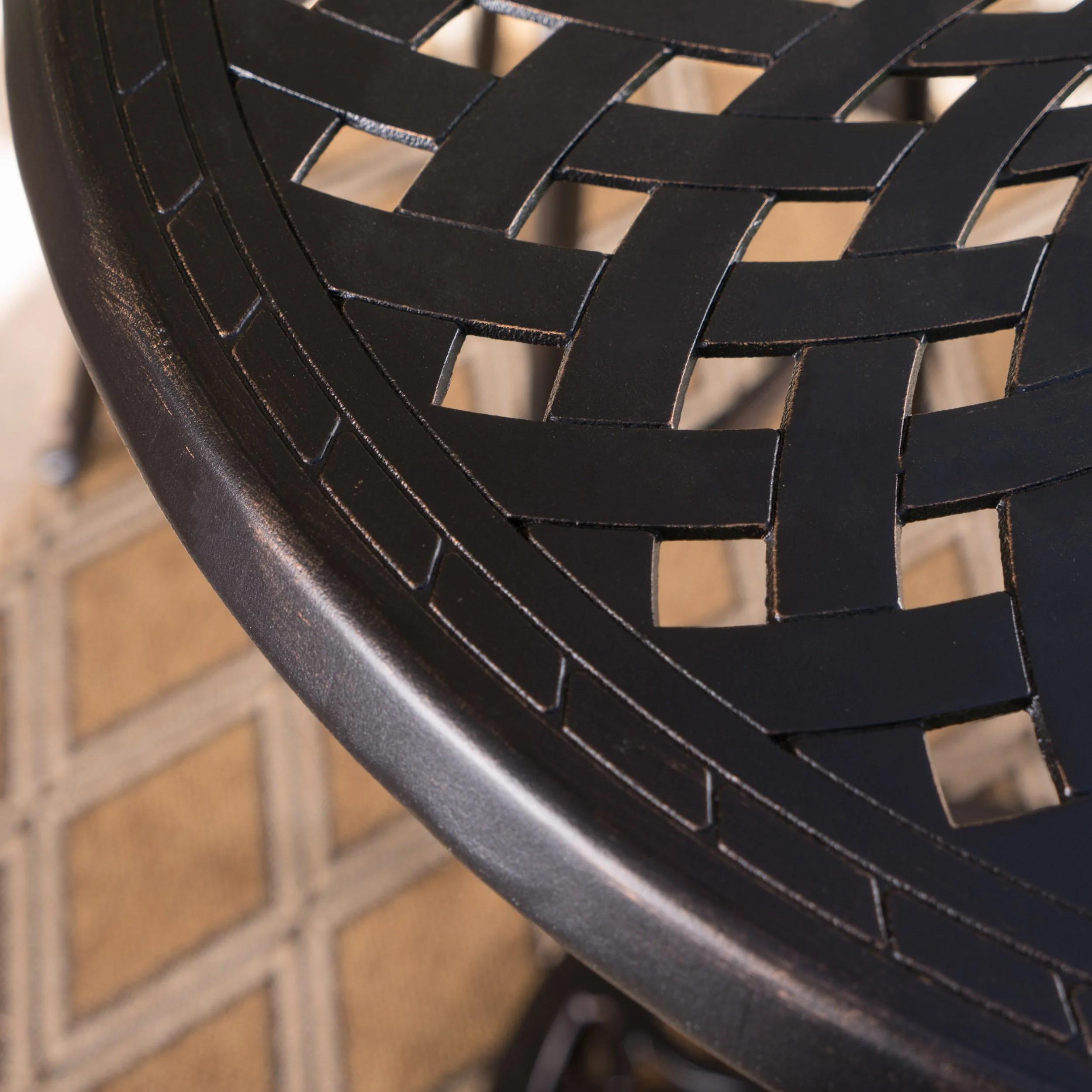 Arianna Outdoor Cast Aluminum Patina Copper Bar Table - furnishings