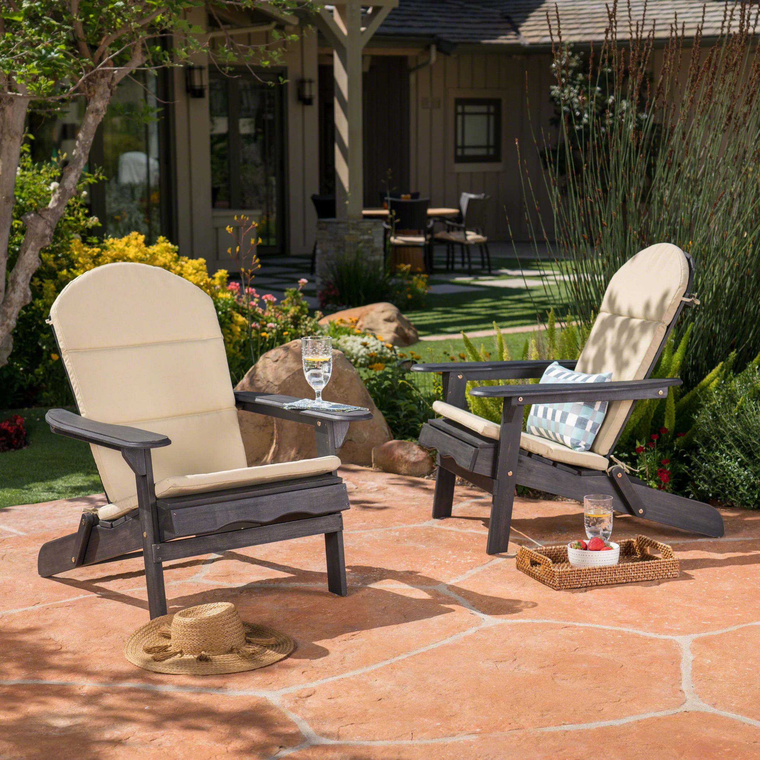 Terry Outdoor Water-Resistant Adirondack Chair Cushions - furnishings