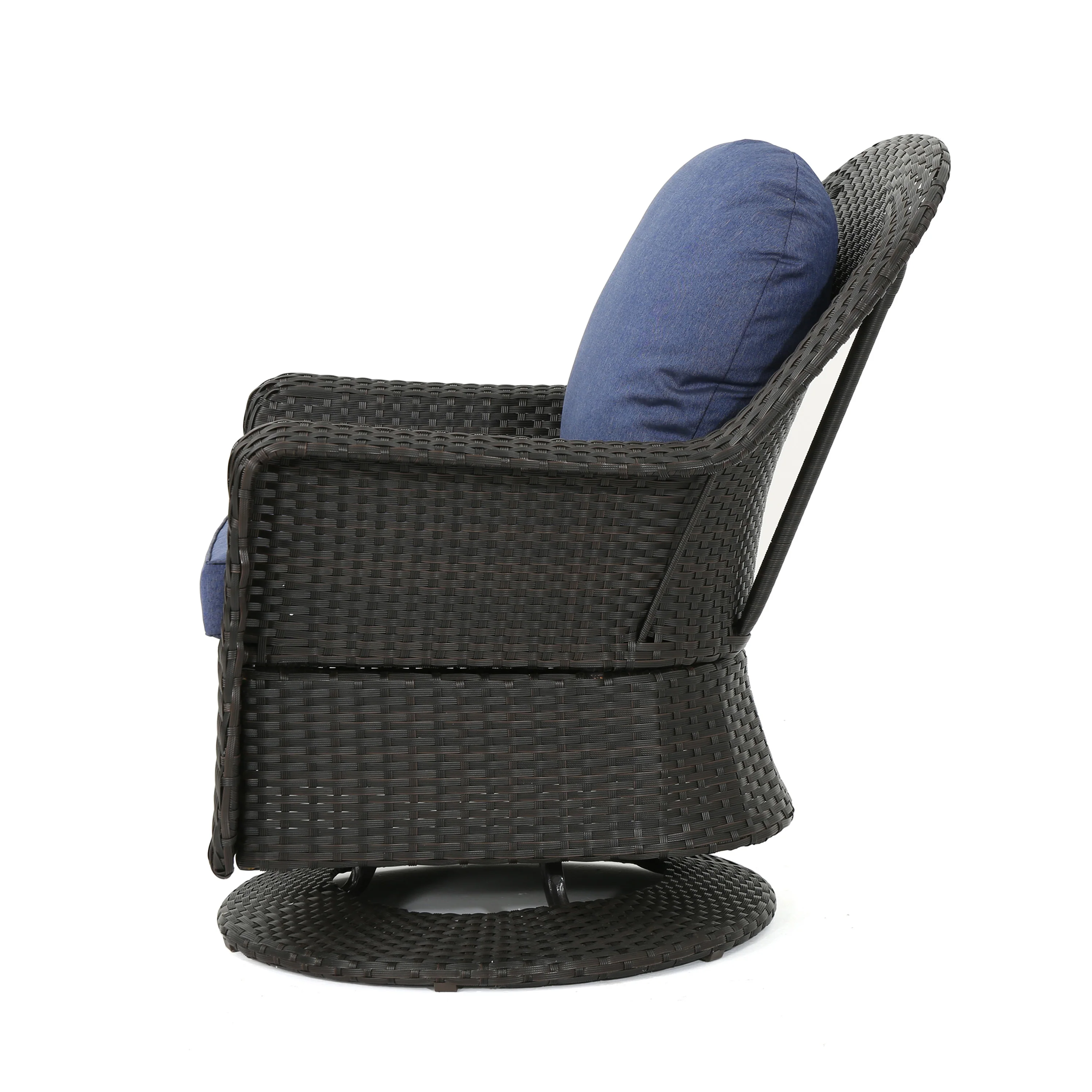 Linsten Outdoor Wicker Swivel Club Chairs with Water Resistant Cushion - furnishings