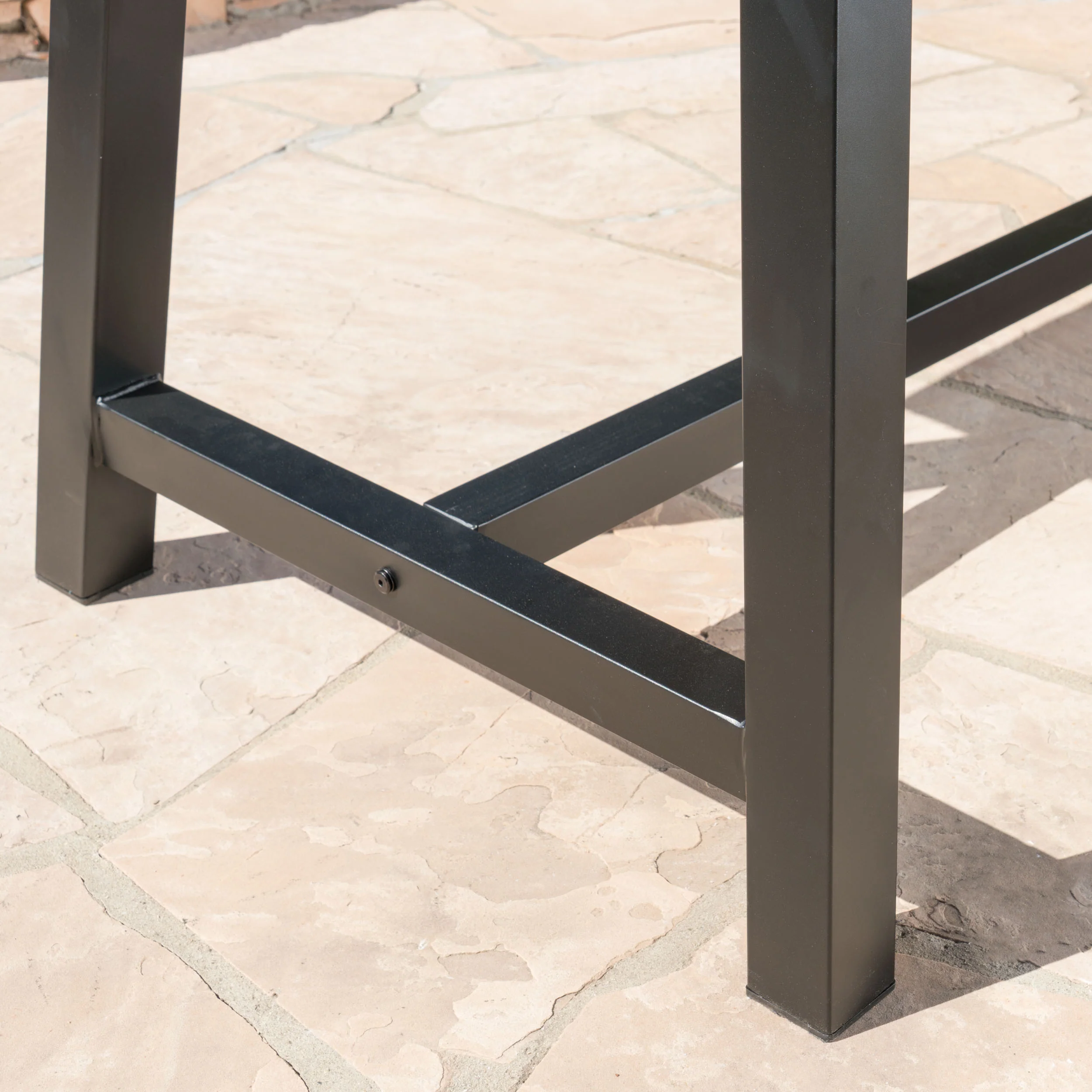 Bowman Outdoor Sandblast Finish Acacia Wood Dining Table with Metal Finish Frame - furnishings