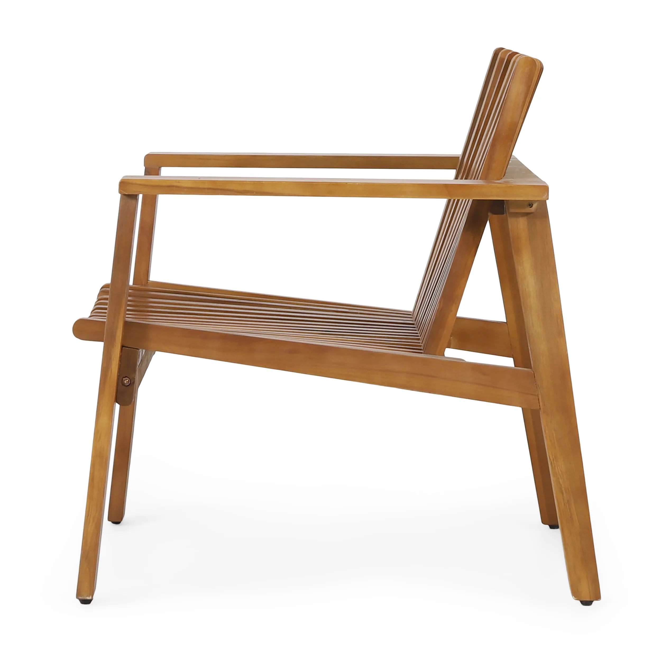 Naomi Outdoor Acacia Wood Slatted Club Chairs, Set of 2, Teak - furnishings