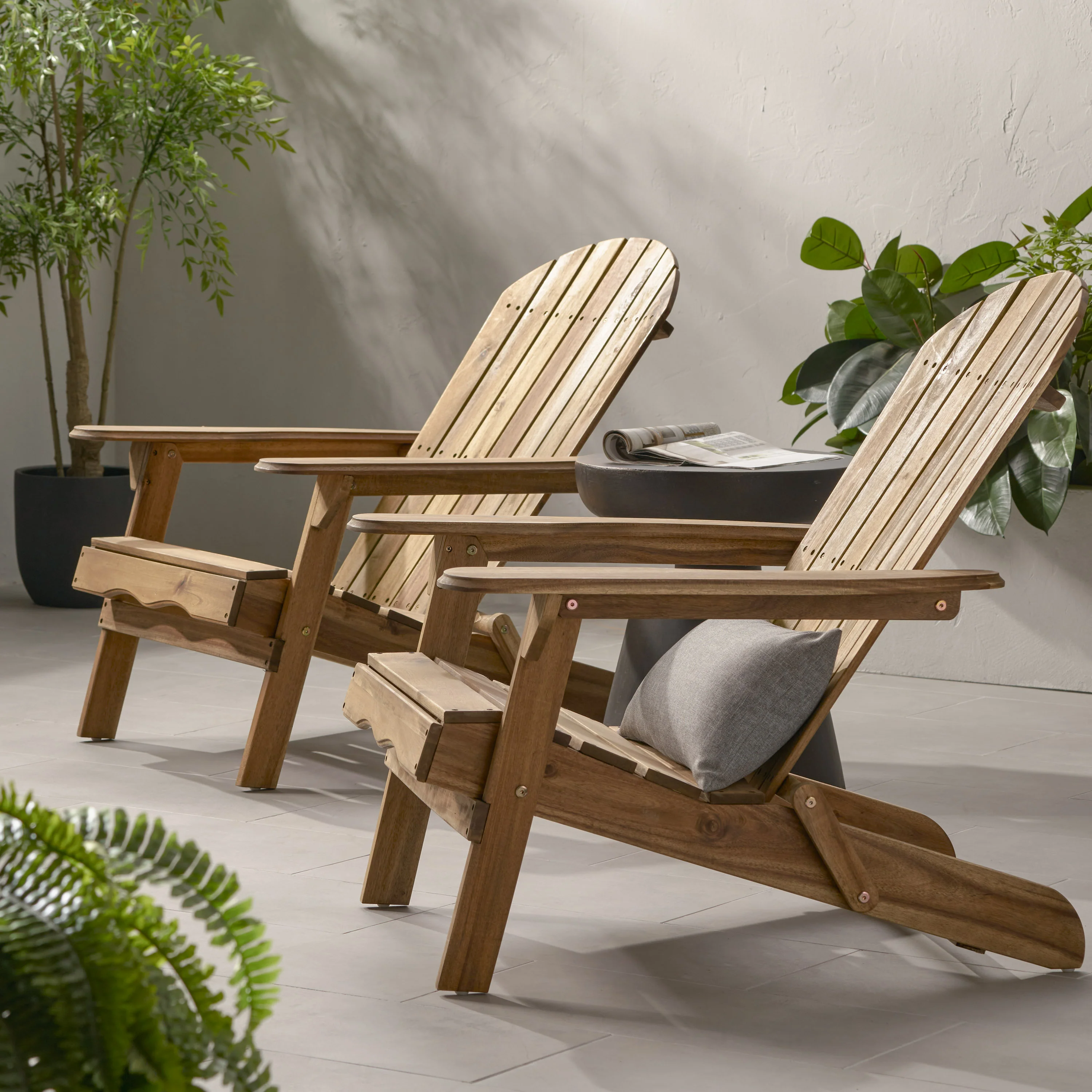 Milan Outdoor Acacia Wood Folding Adirondack Chair - furnishings