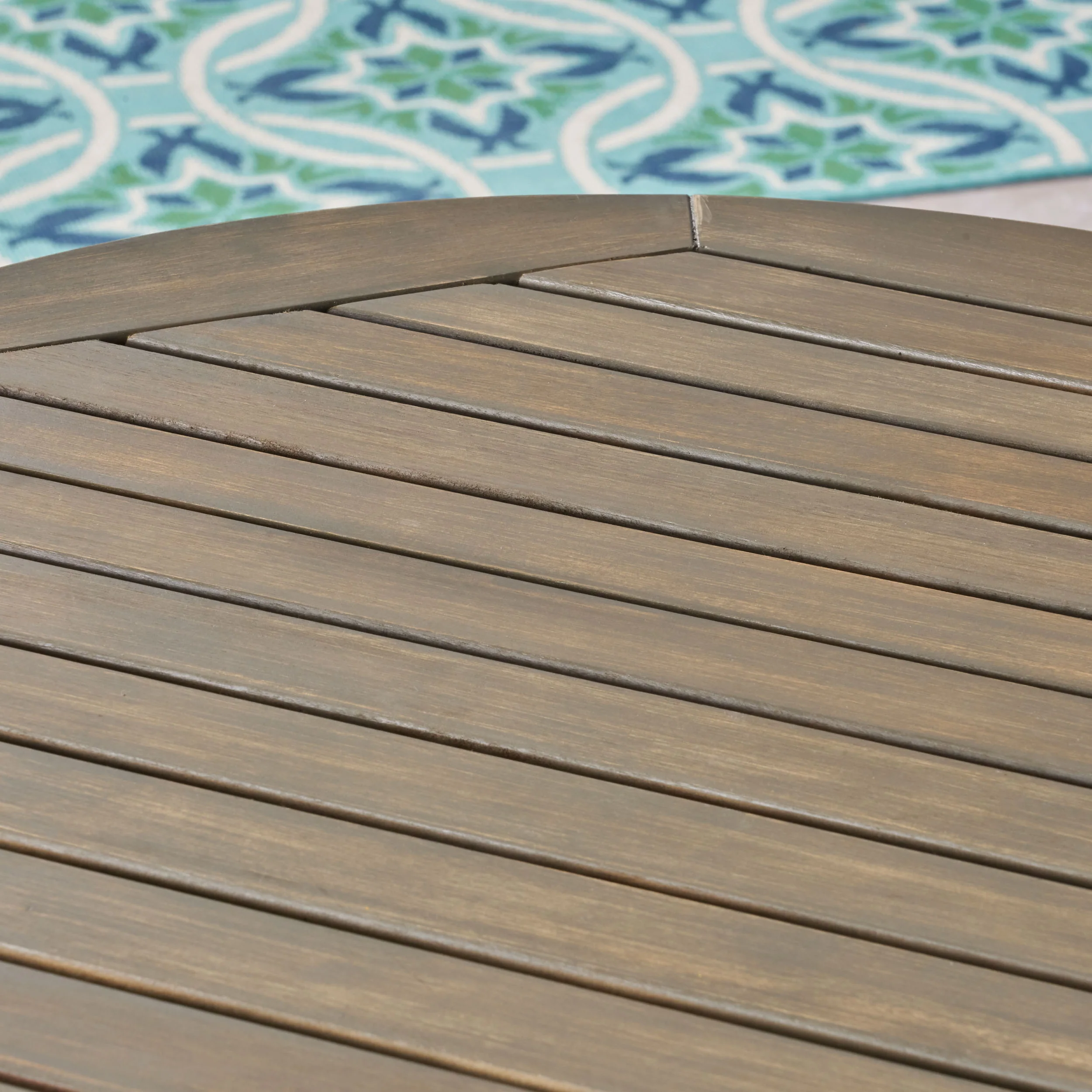 Fitch Outdoor Round Acacia Wood Bistro Table, Gray - furnishings
