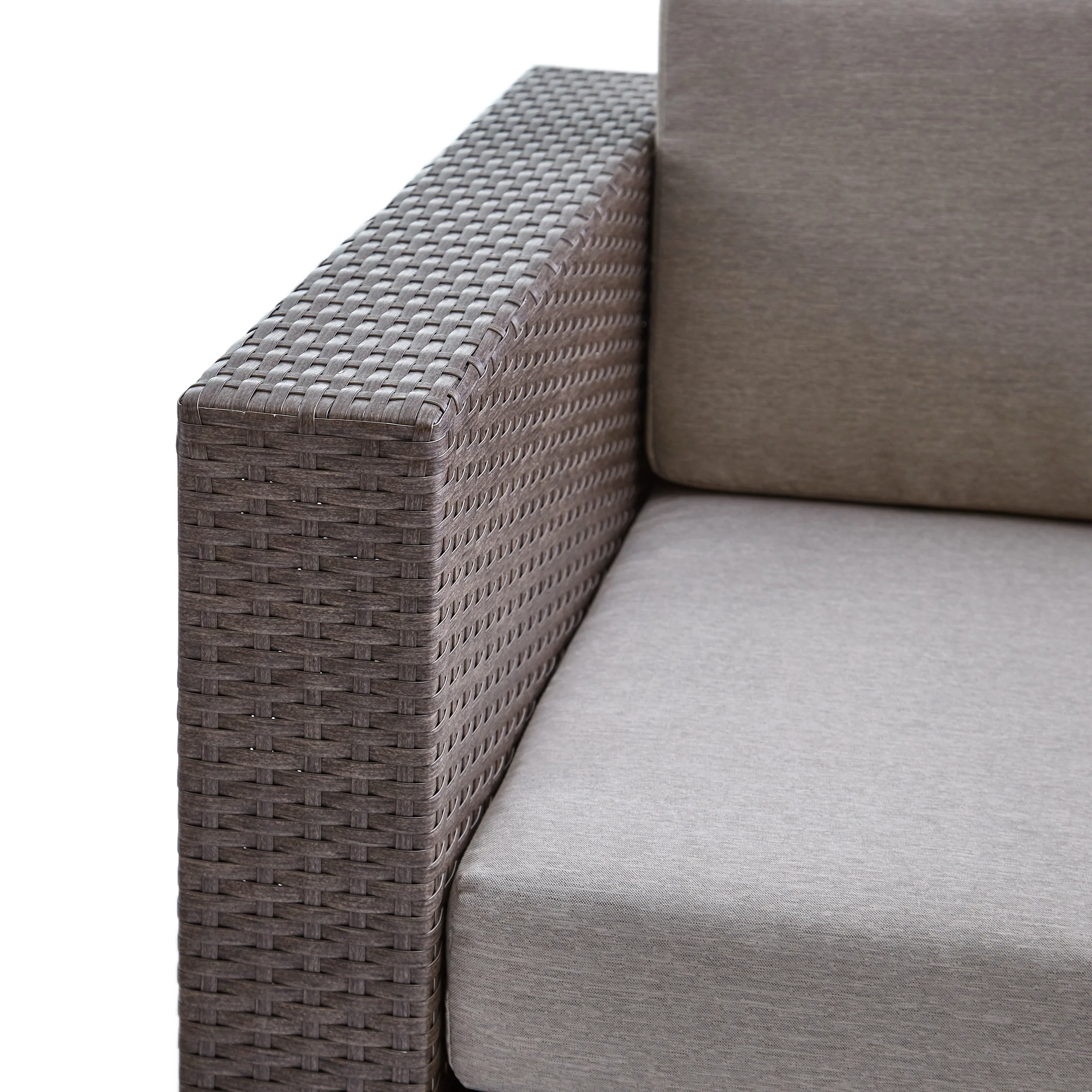 Liyam Outdoor 4 Piece Wicker Swivel Chair Set with Fire Pit, Brown and Brown - furnishings