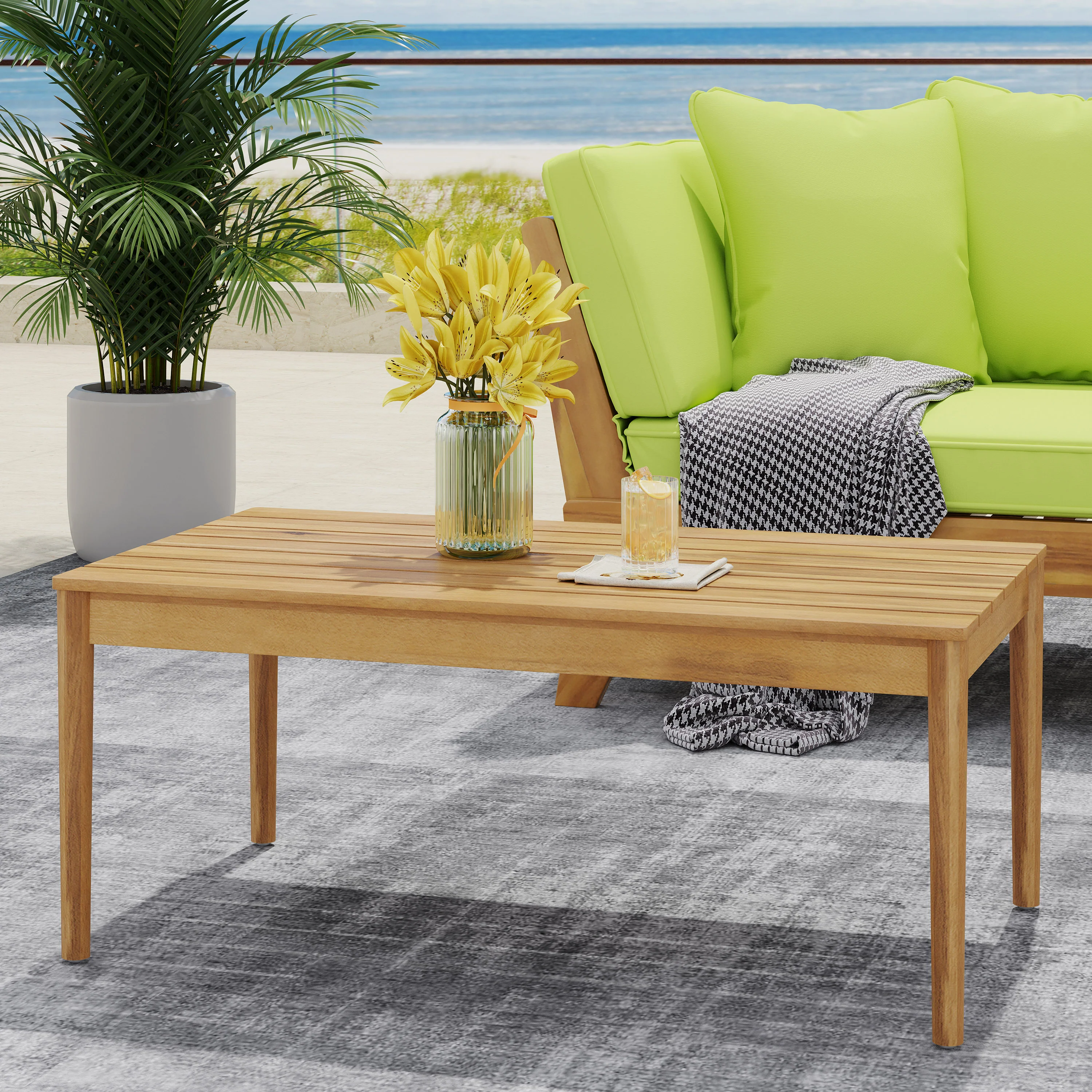 Alamosa Outdoor Acacia Wood Coffee Table, Teak - furnishings