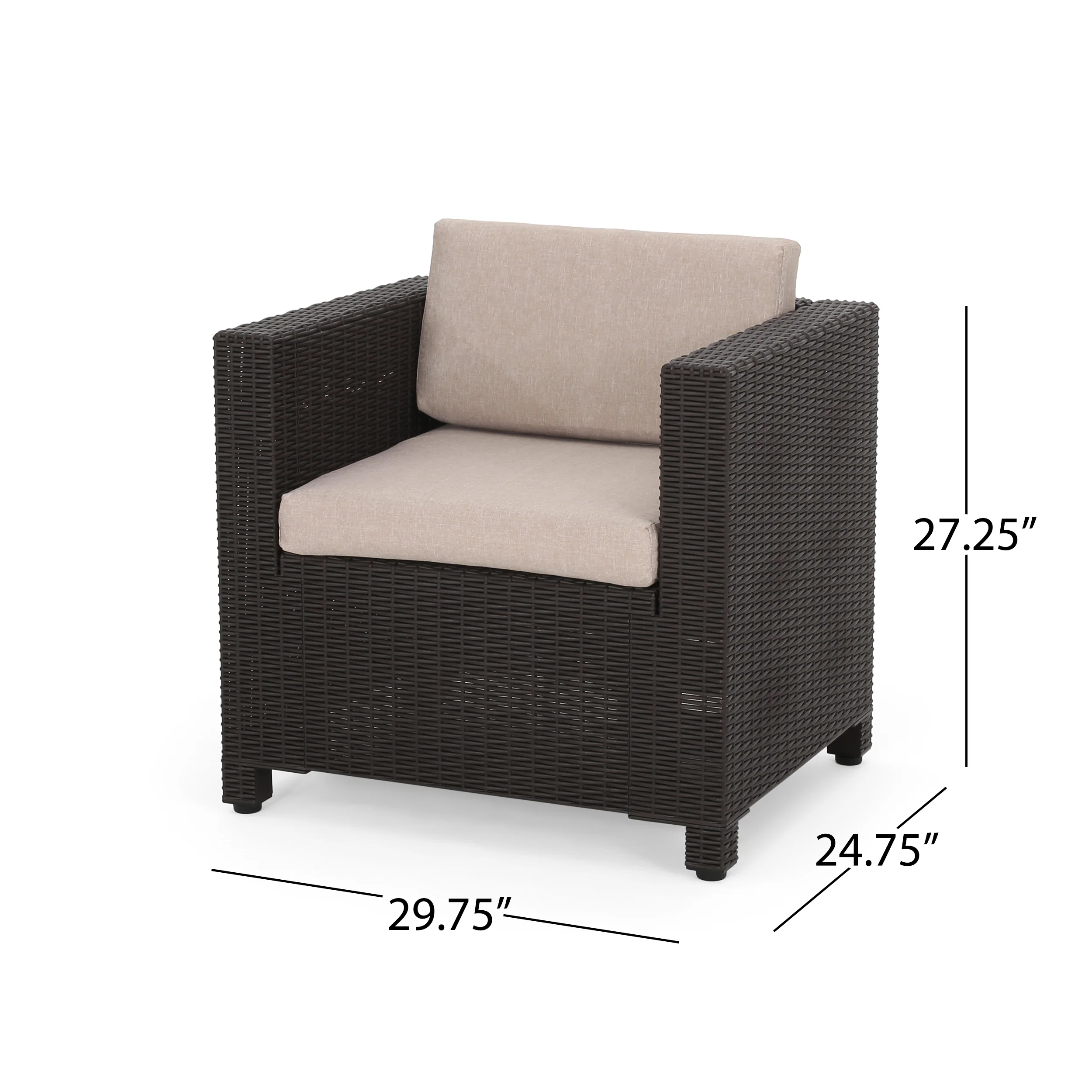 Ethan Outdoor Faux Wicker Club Chairs with Cushions - furnishings