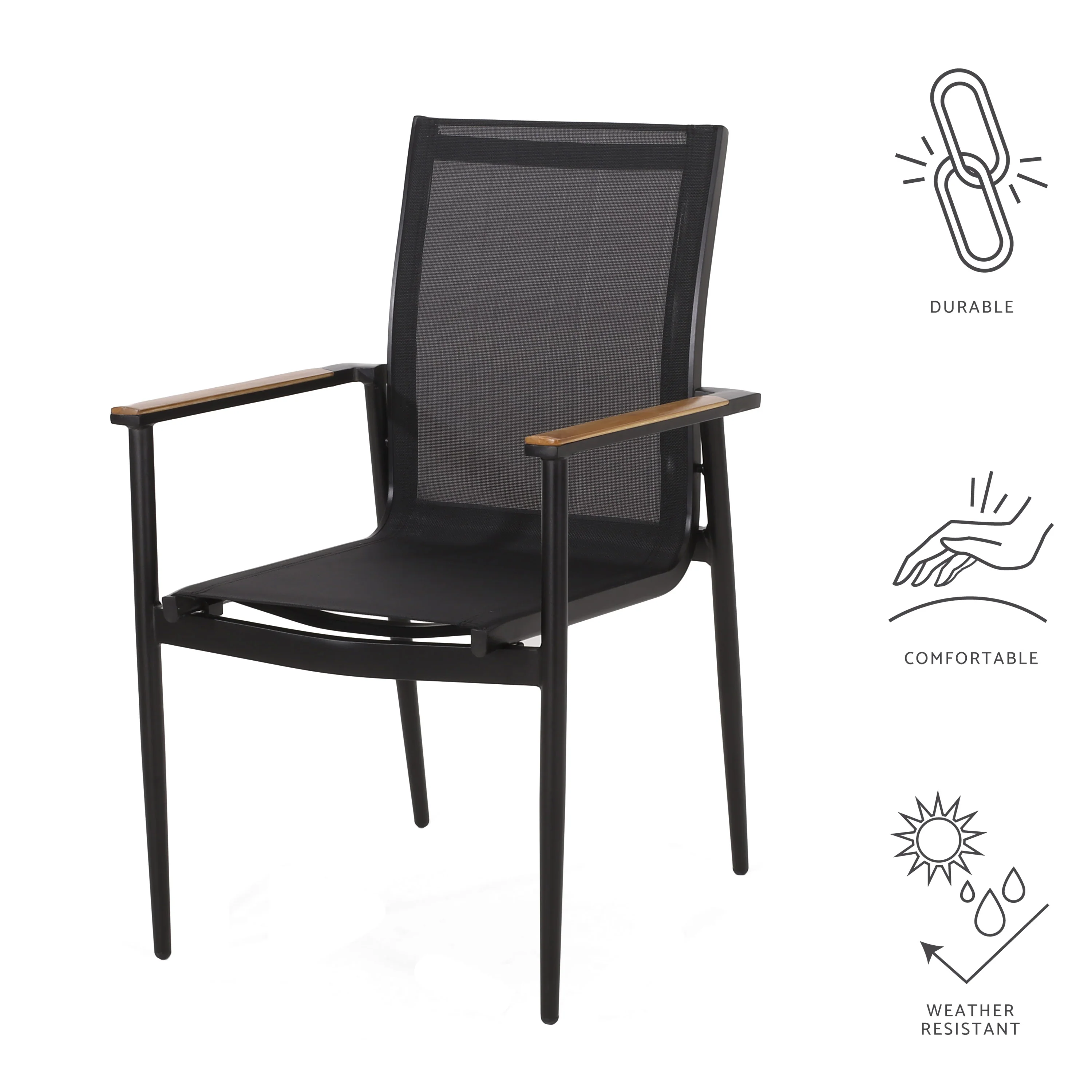 Shane Outdoor Mesh and Aluminum Dining Chairs - furnishings