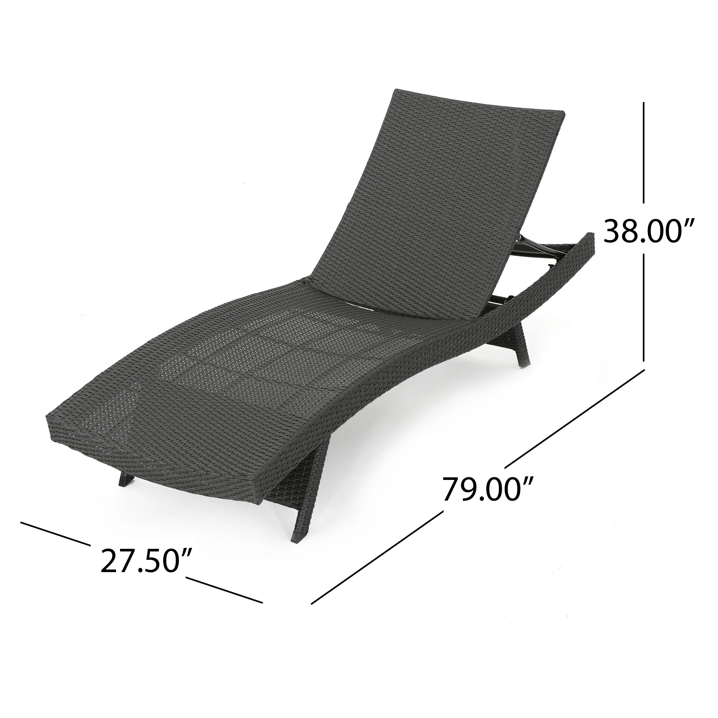 Lakeport Outdoor 3 Piece Grey Wicker Chaise Lounge Set with Table - furnishings