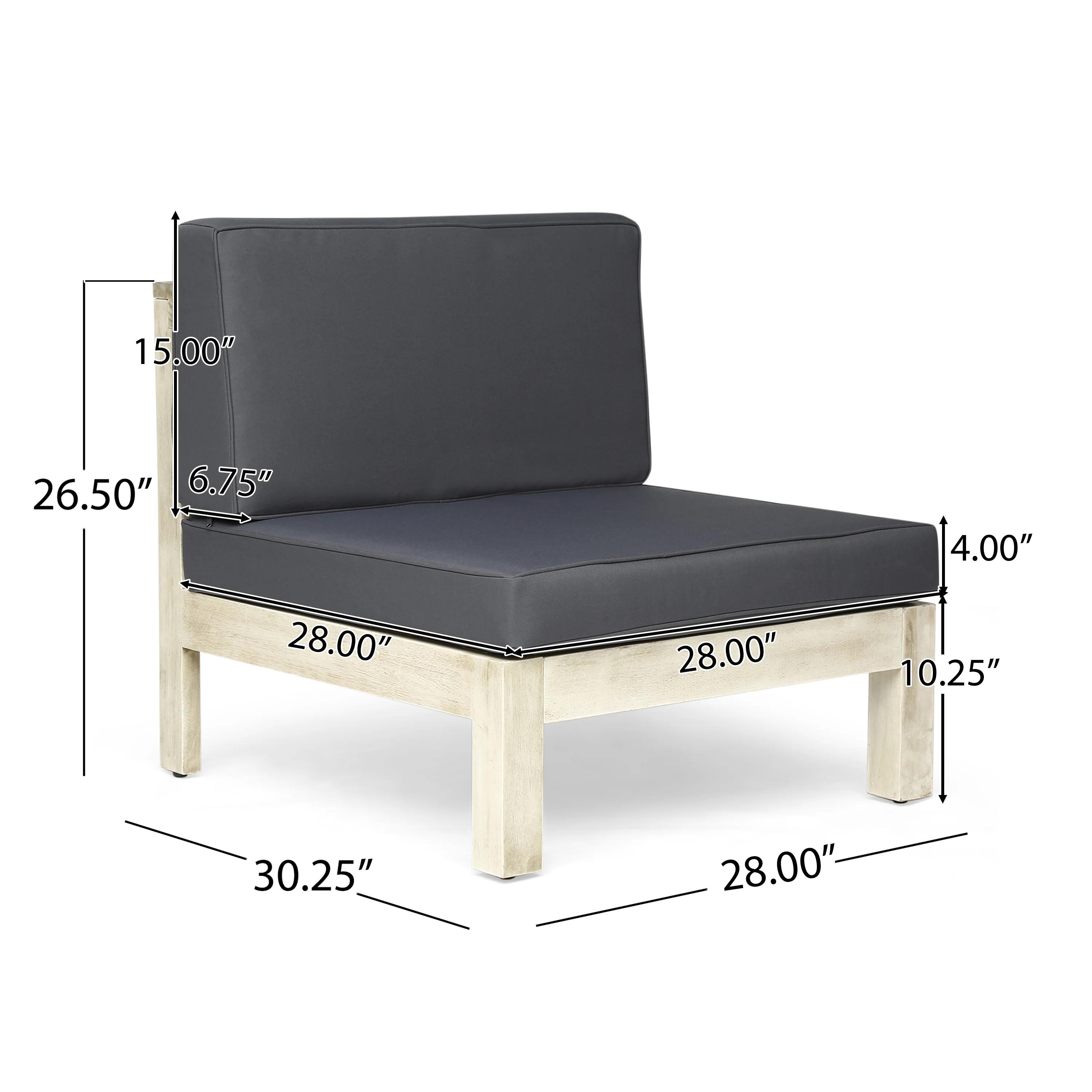 Olivia Outdoor 9 Seater Acacia Wood Sectional Sofa Set, Weathered Finish and Dark Gray - furnishings