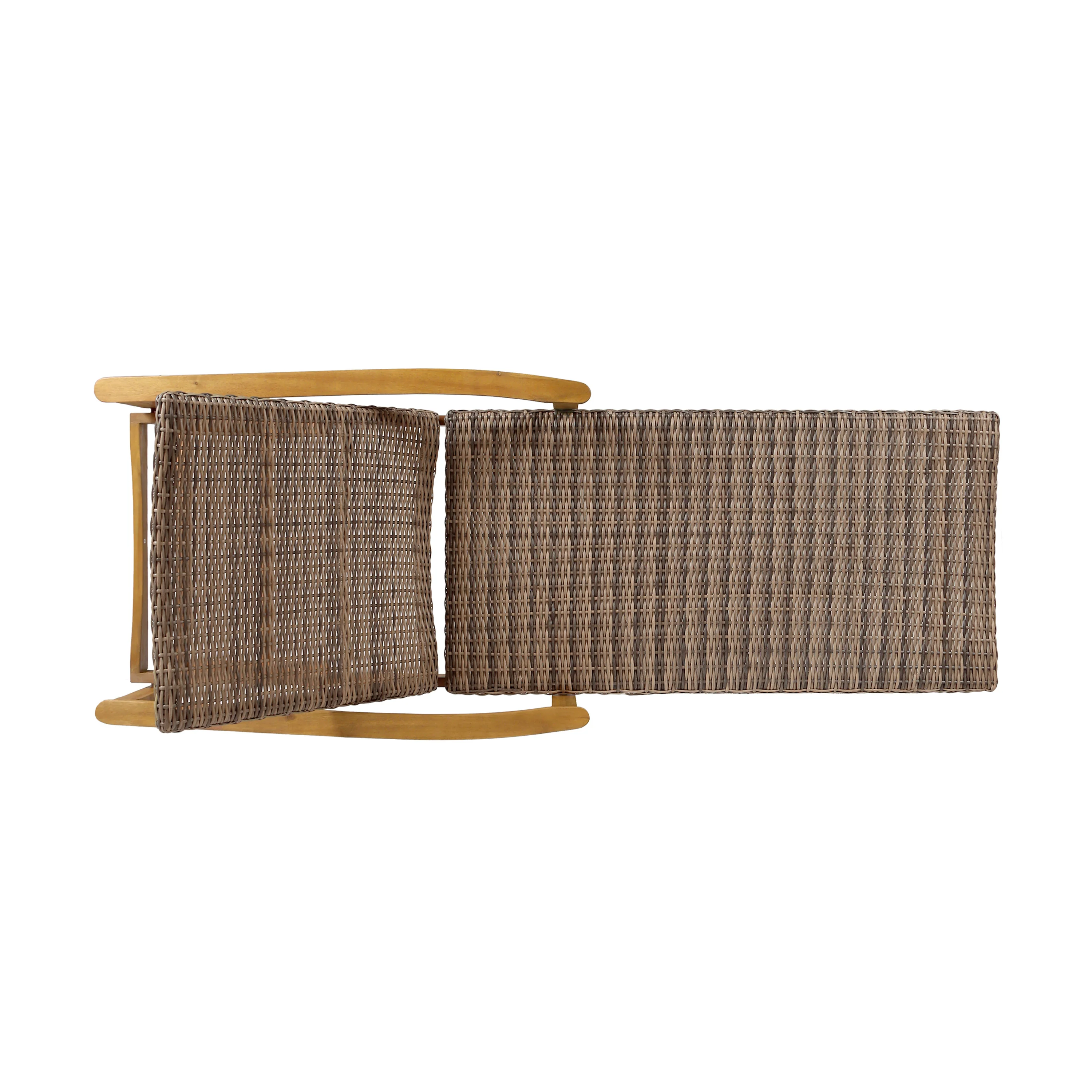 Kyle Outdoor Rustic Acacia Wood Chaise Lounge with Wicker Seating - furnishings