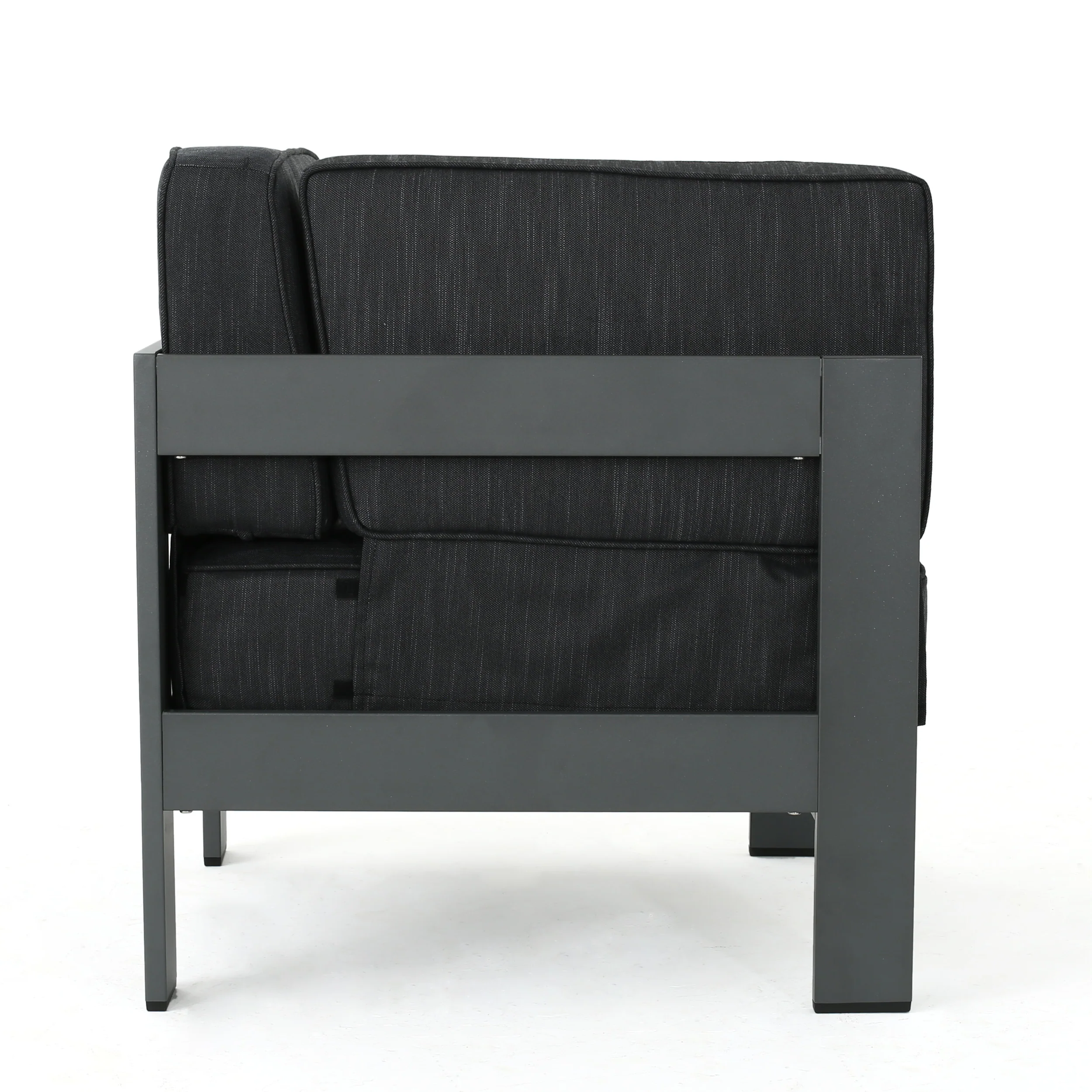 Coral Bay Outdoor Gray Aluminum 4 Piece V-Shape Sectional Sofa Set - furnishings