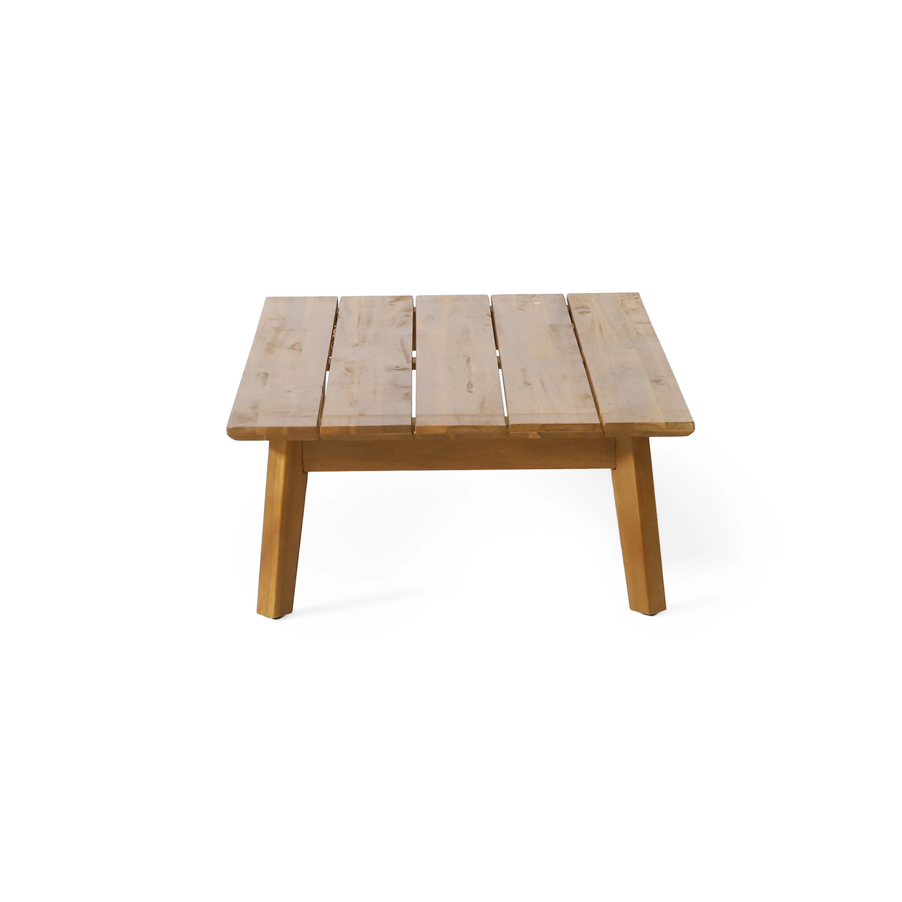 Brooklyn Outdoor Acacia Wood 3 Seater Sofa Chat Set with Ottoman, Teak and Beige - furnishings