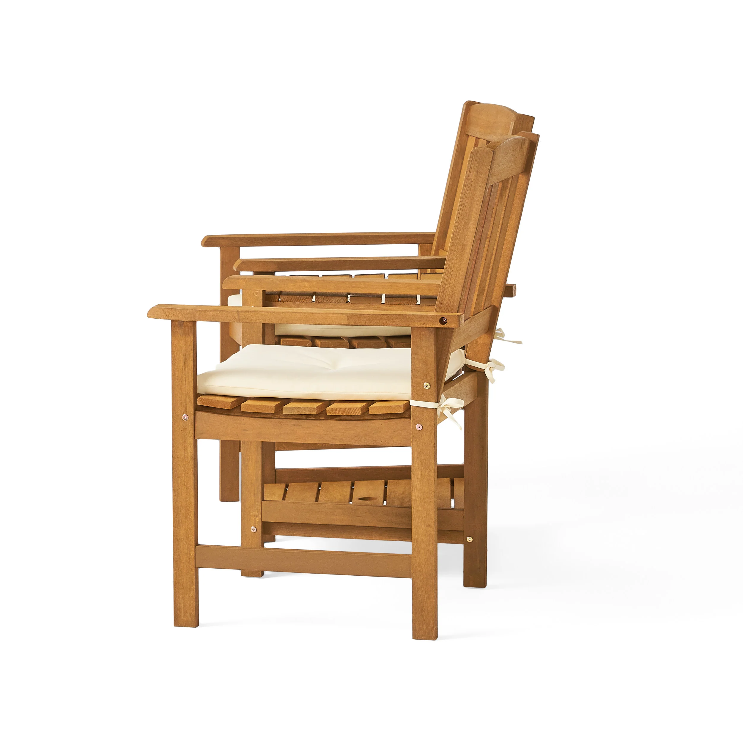 Las Brisas Outdoor Wood Adjoining 2-Seater Chairs with Cushions - furnishings