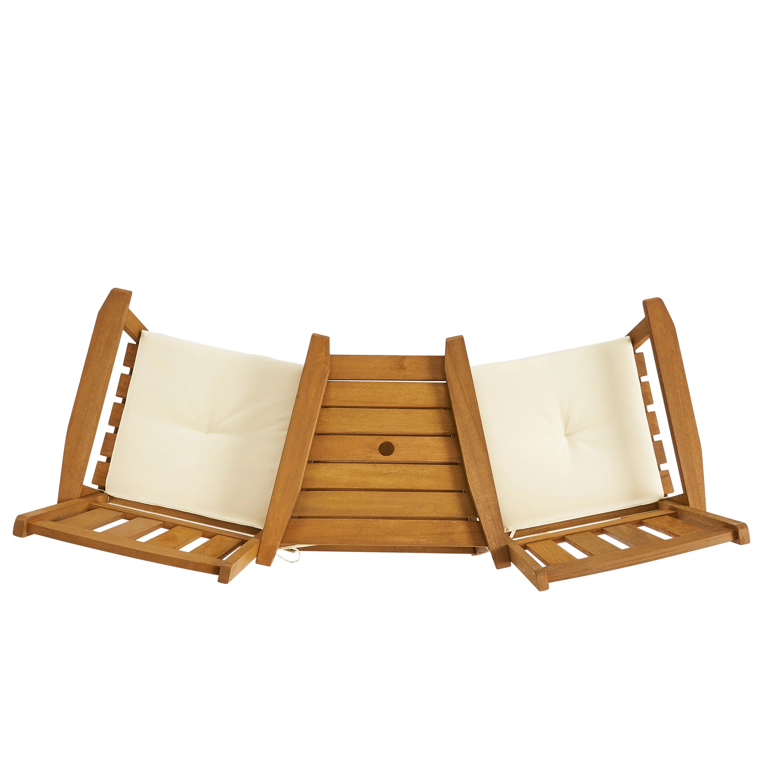 Las Brisas Outdoor Wood Adjoining 2-Seater Chairs with Cushions - furnishings