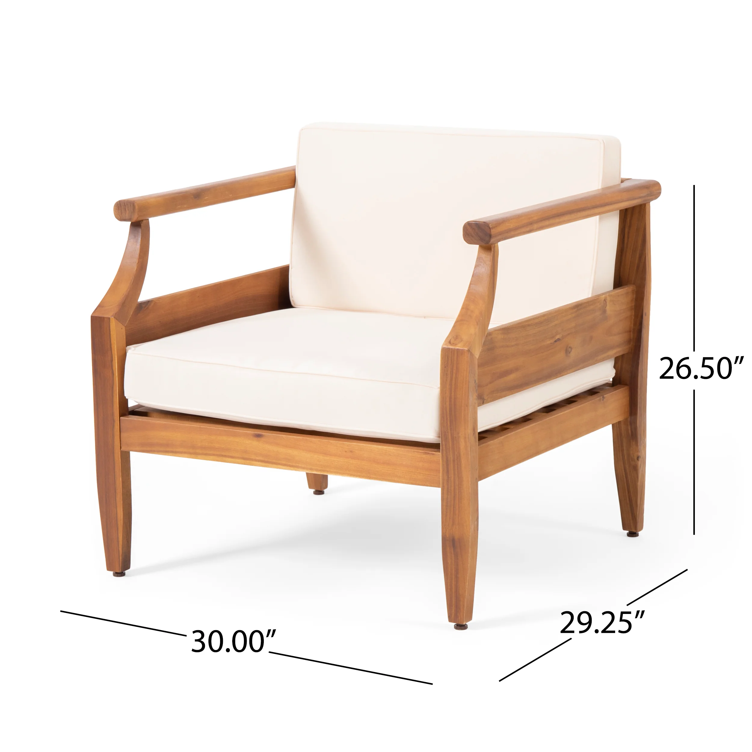 Bianca Outdoor Acacia Wood Club Chairs with Cushions - furnishings