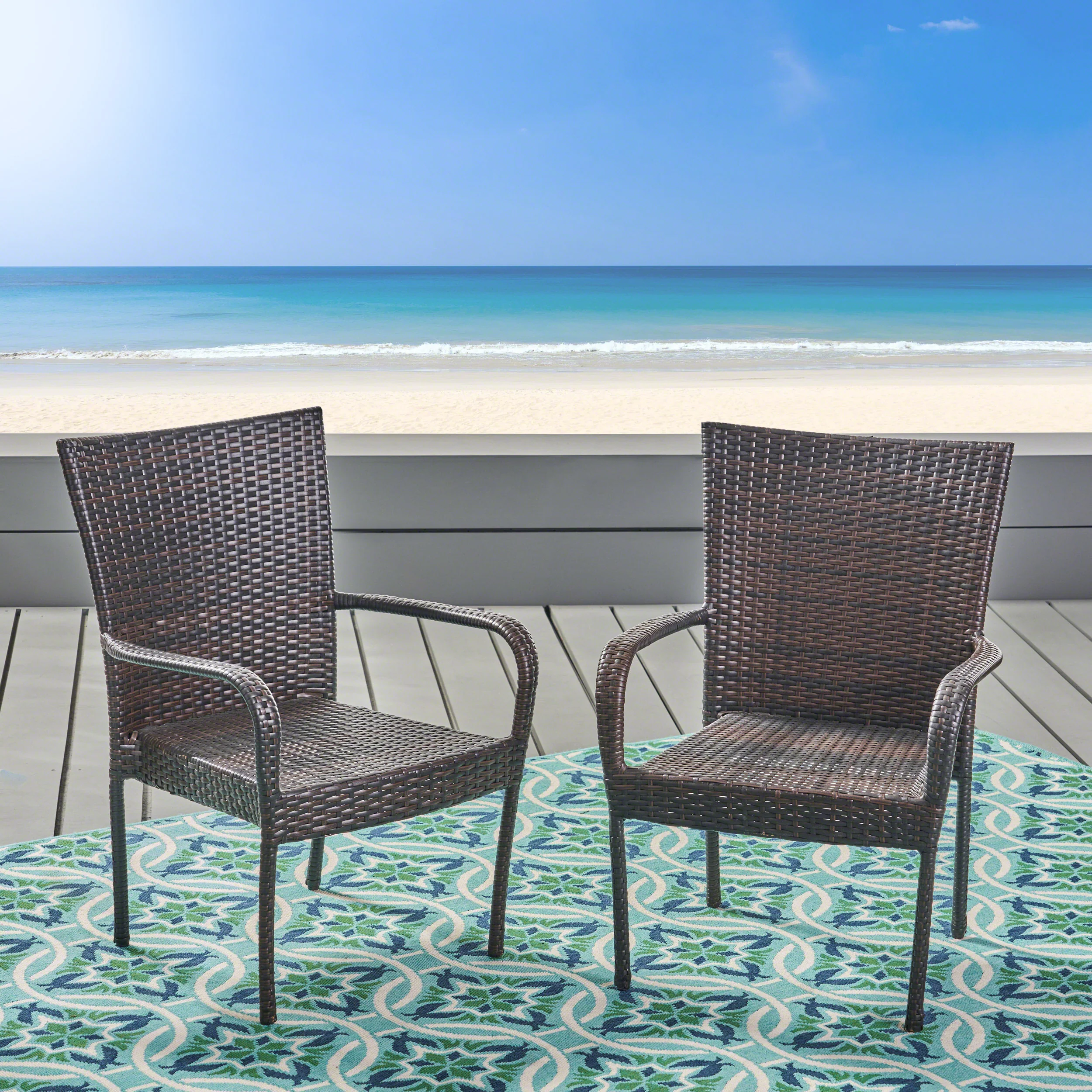 Ferndale Outdoor Contemporary Wicker Stacking Chairs - furnishings