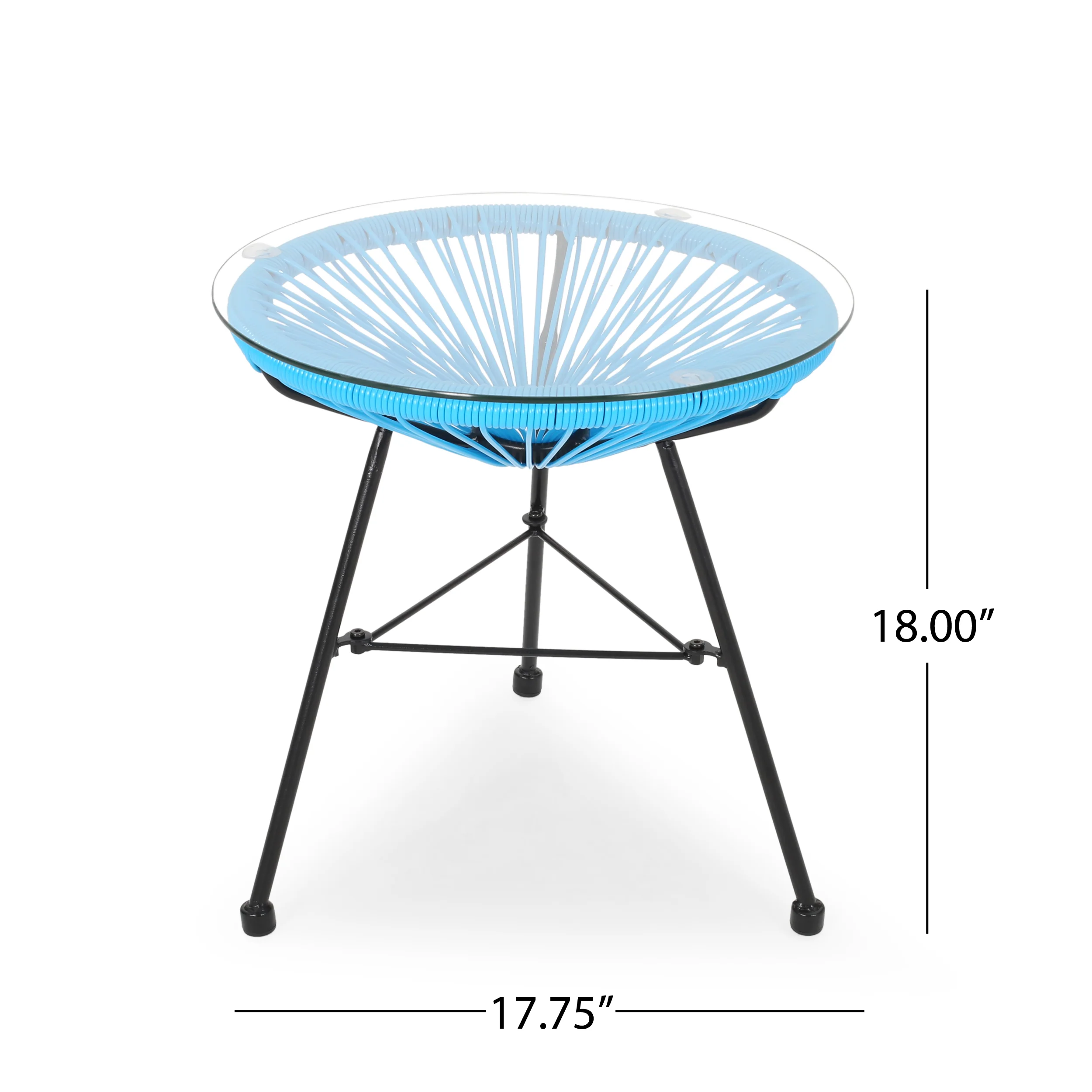 Chrissy Outdoor Modern Faux Rattan Side Table with Tempered Glass Top - furnishings