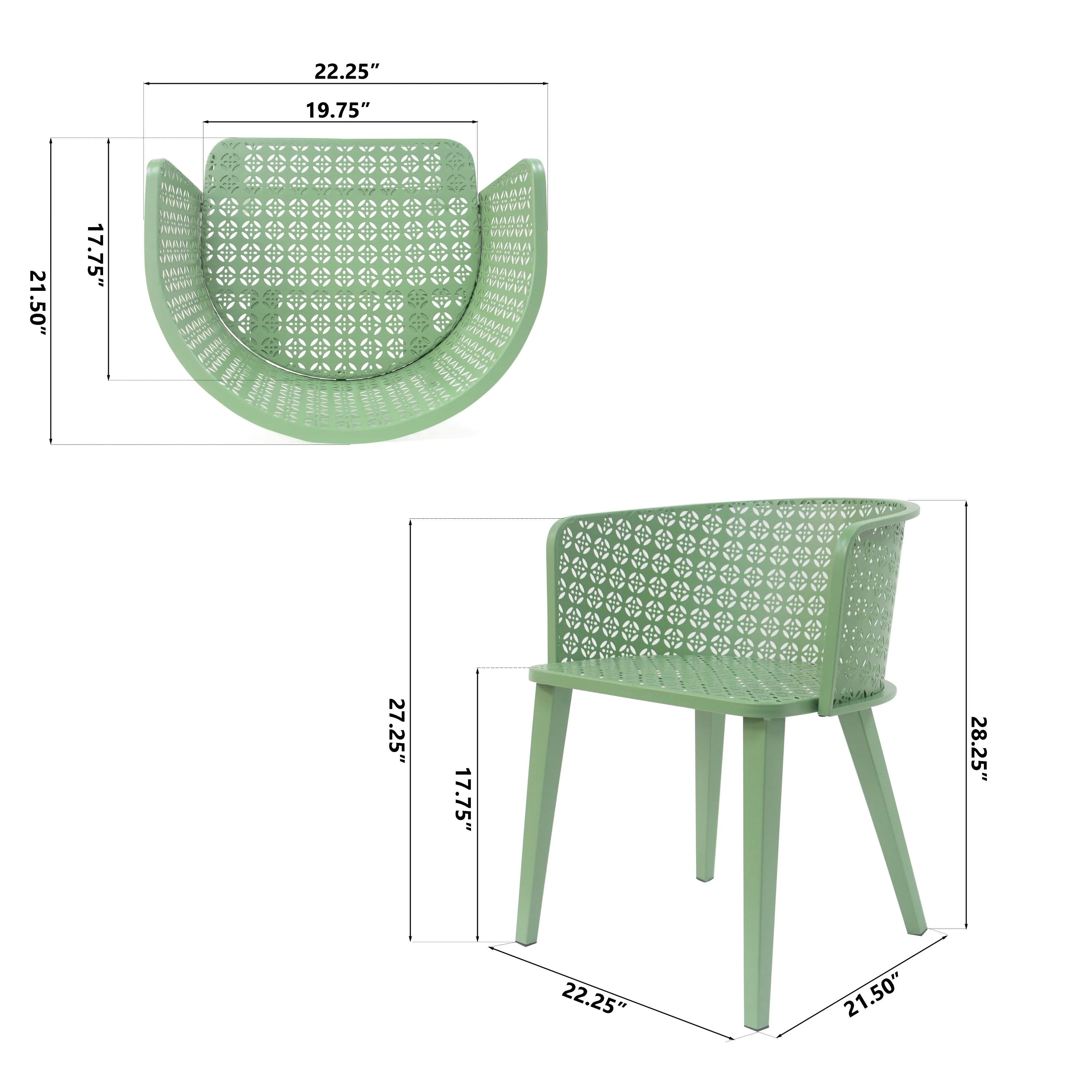 Caspiane Outdoor Patio Dining Chairs with Iron Frame - furnishings