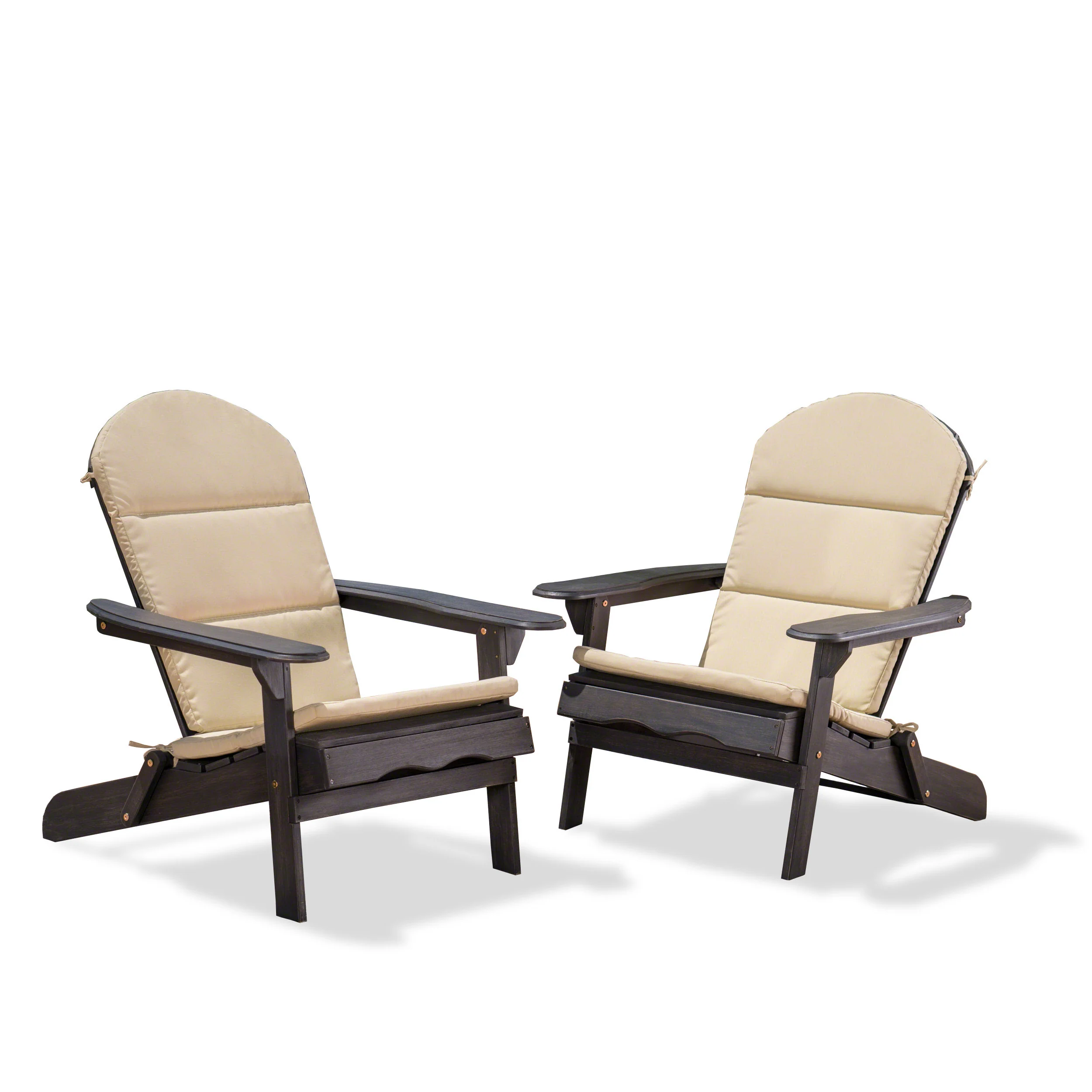 Nelie Outdoor Acacia Wood Folding Adirondack Chairs with Cushions - furnishings