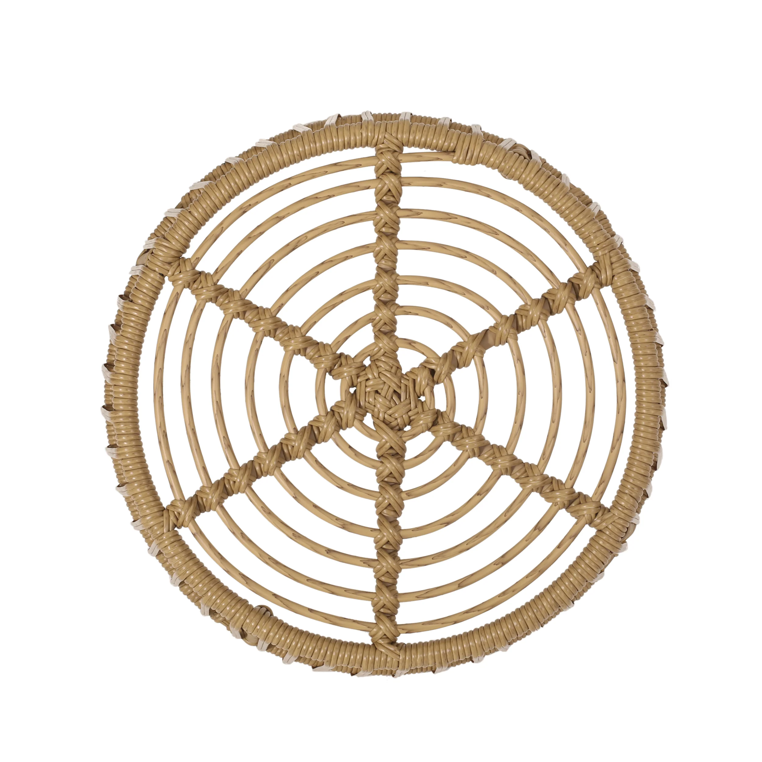 Apulia Outdoor Wicker Side Table, Light Brown - furnishings