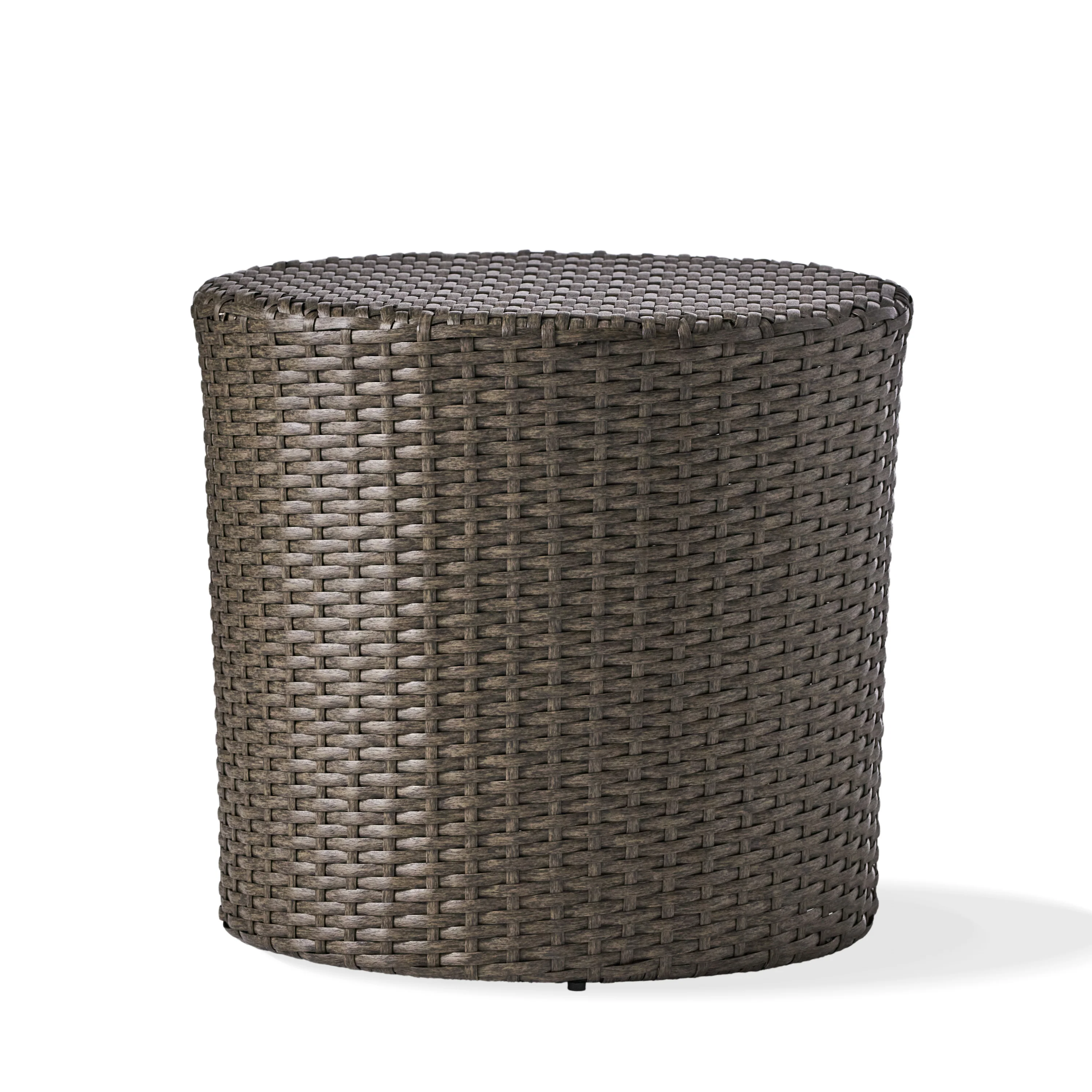 Sims Outdoor 3 Piece Wicker Chat Set, Grey with Silver Cushions - furnishings