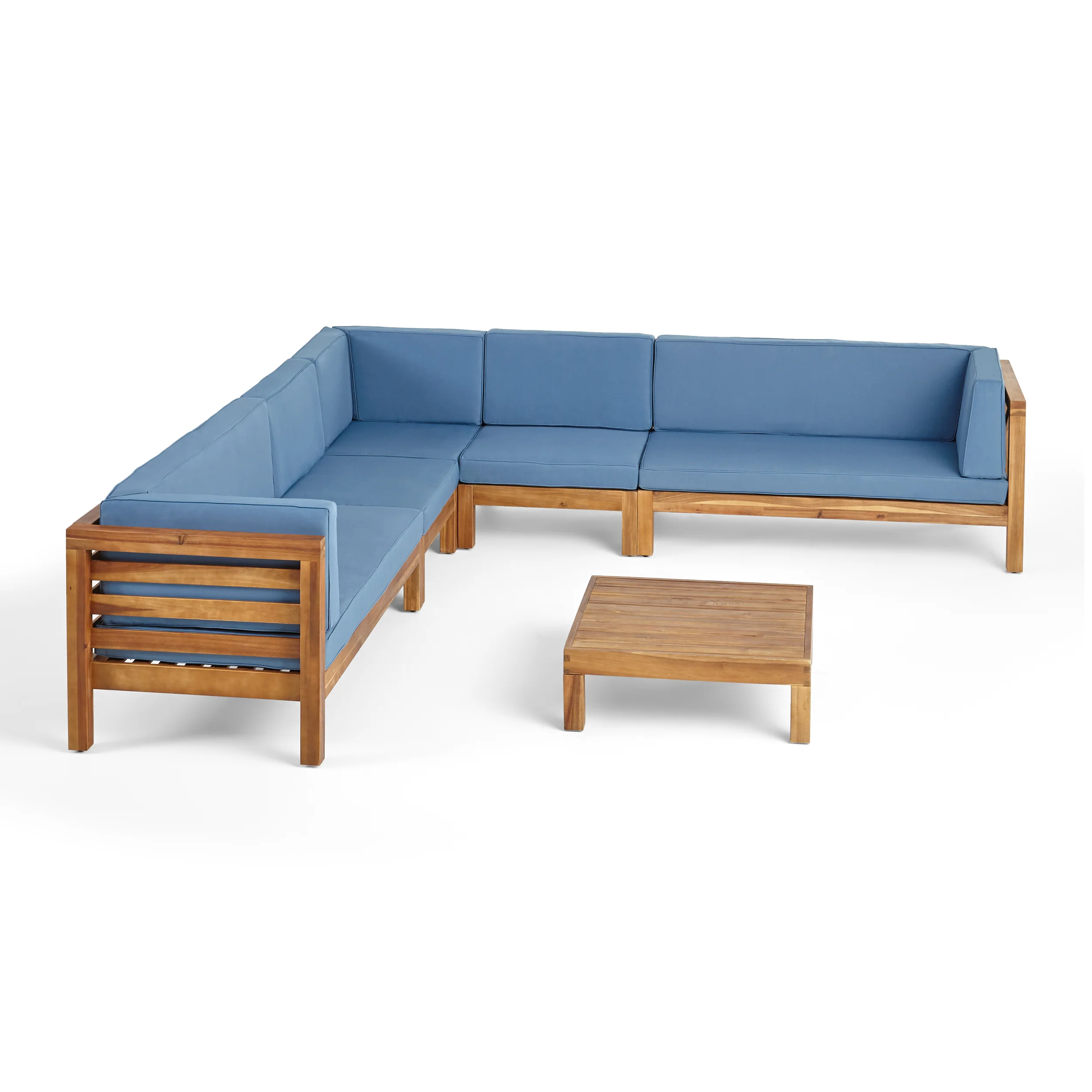 Emma Outdoor 7 Seater Acacia Wood Sectional Sofa Set - furnishings