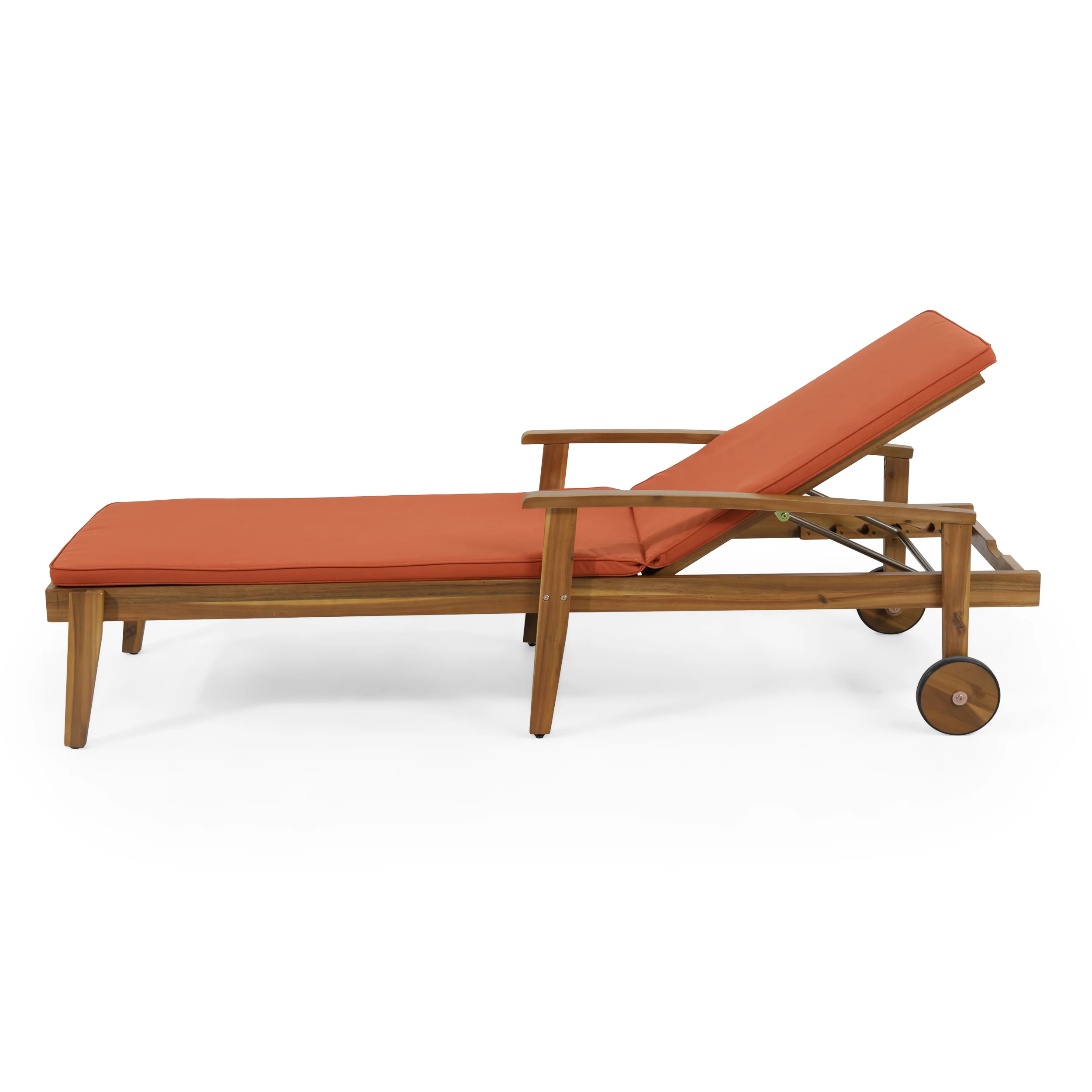 Lucknow Outdoor Acacia Wood Chaise Lounge with Water Resistant Cushion, Set of 2 - furnishings
