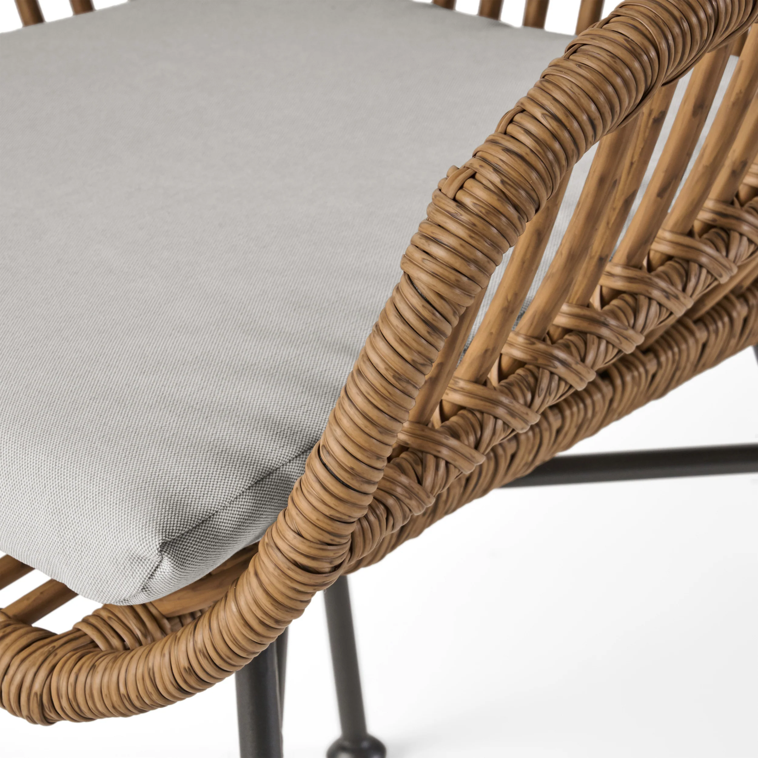 Lesley Outdoor Faux Wicker 2 Seater Chat Set with Tempered Glass Table - furnishings