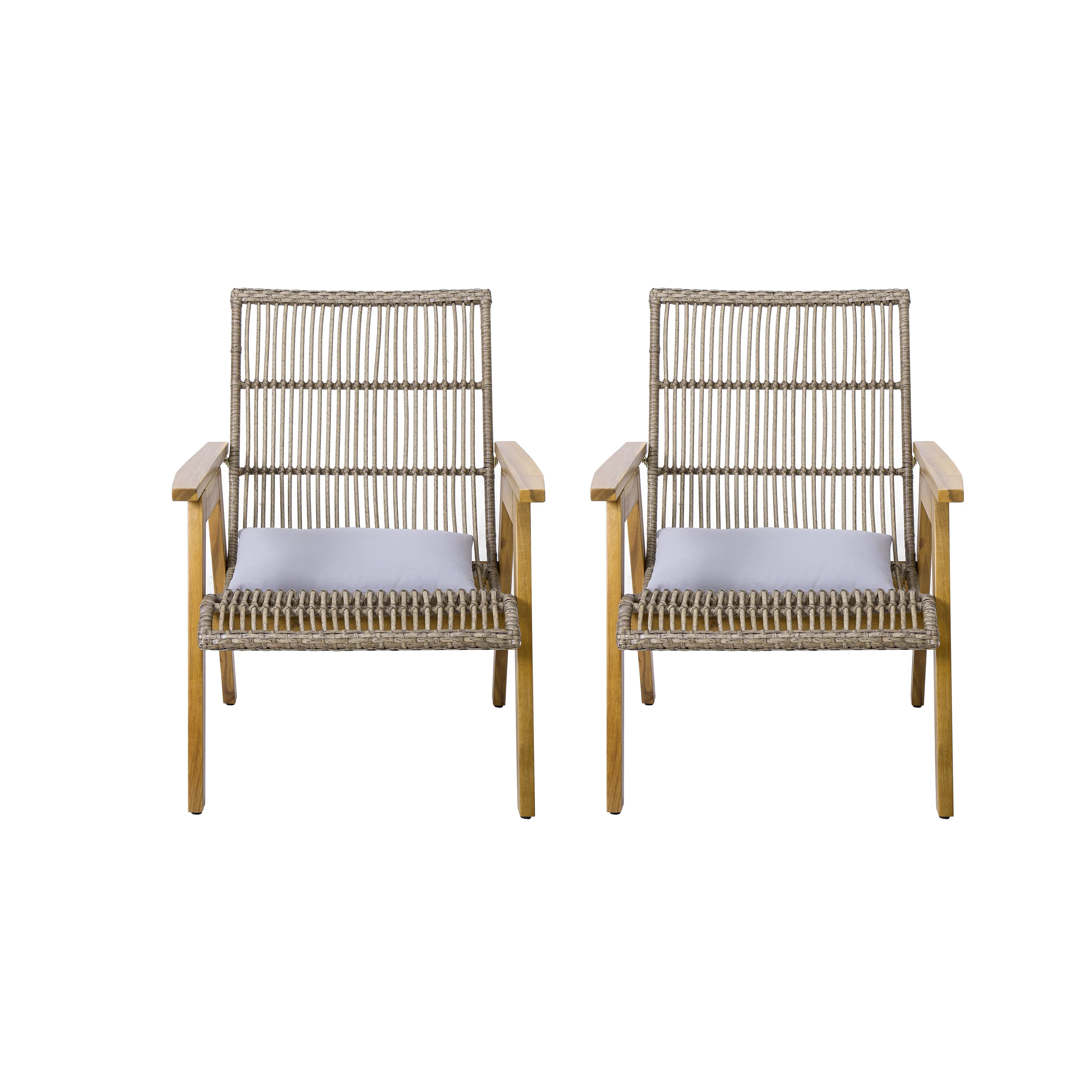 Aster Outdoor Teak Wood with both round and flat wicker club chair - furnishings
