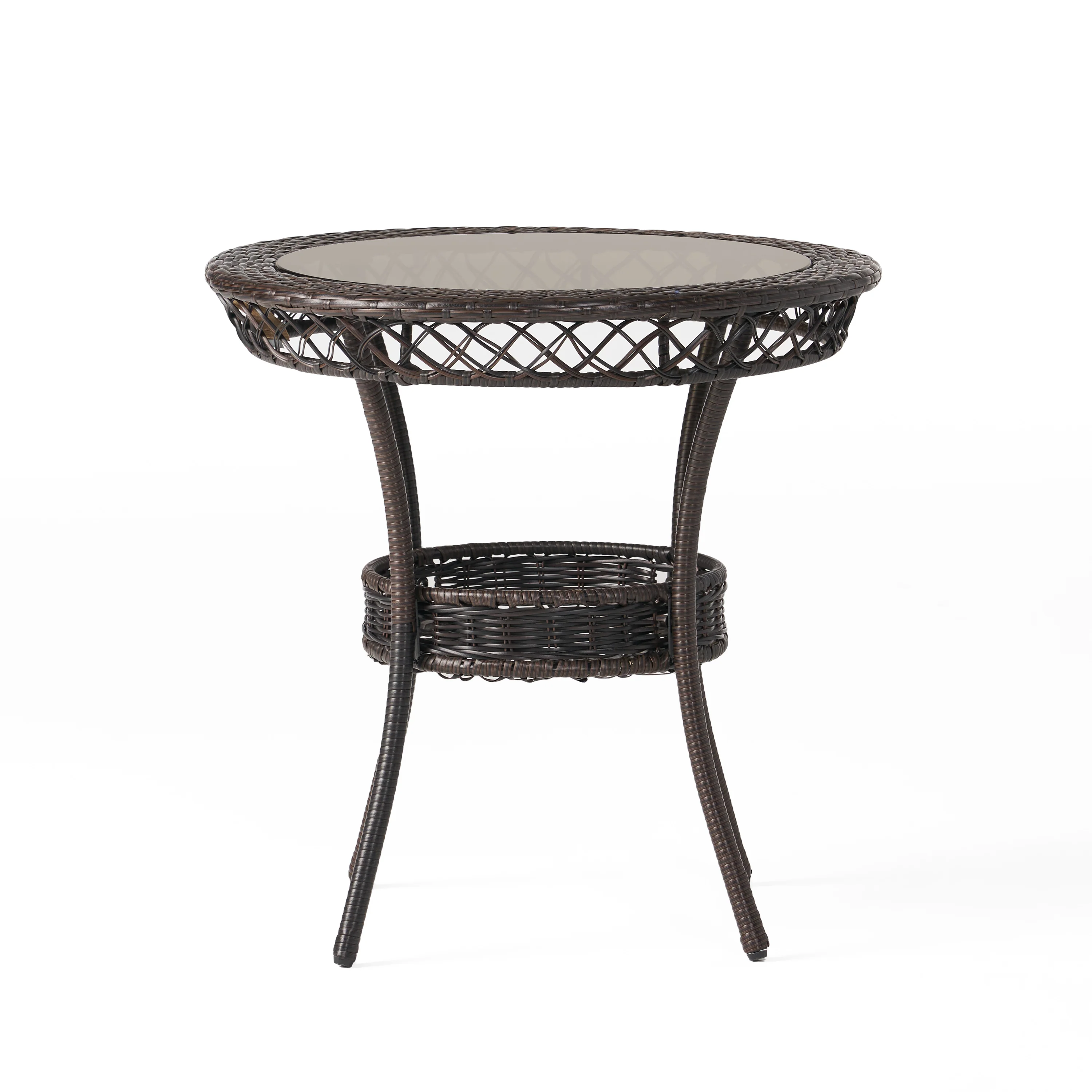 Paea Multi Brown PE 27-inch Glass Table - furnishings
