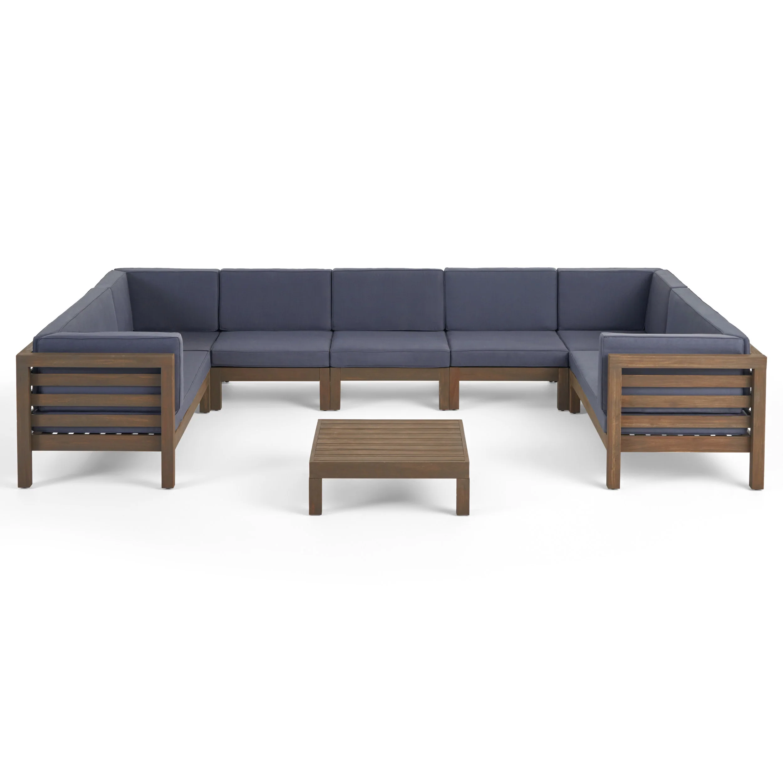 Emma Outdoor 9 Seater Acacia Wood Sectional Sofa Set - furnishings