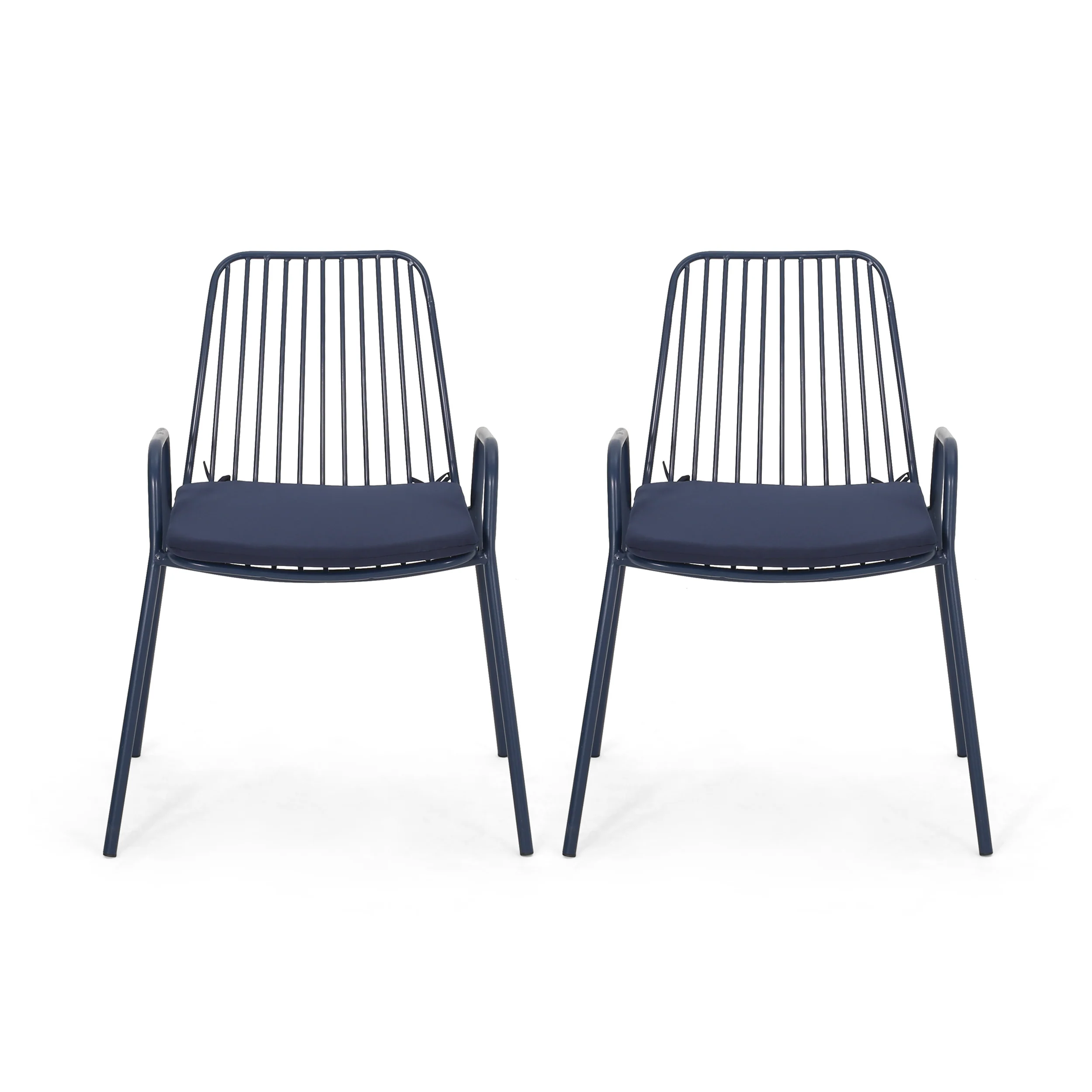 Ashwood Outdoor Modern Iron Club Chair with Cushion (Set of 2) - furnishings