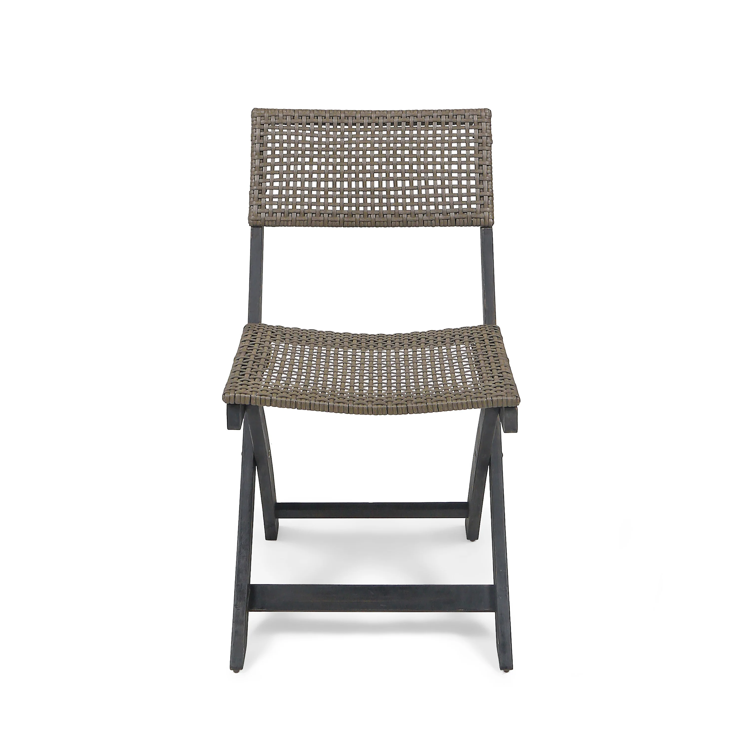 Truda Outdoor Acacia Wood Wicker Foldable Bistro Set with Chairs and Table - furnishings