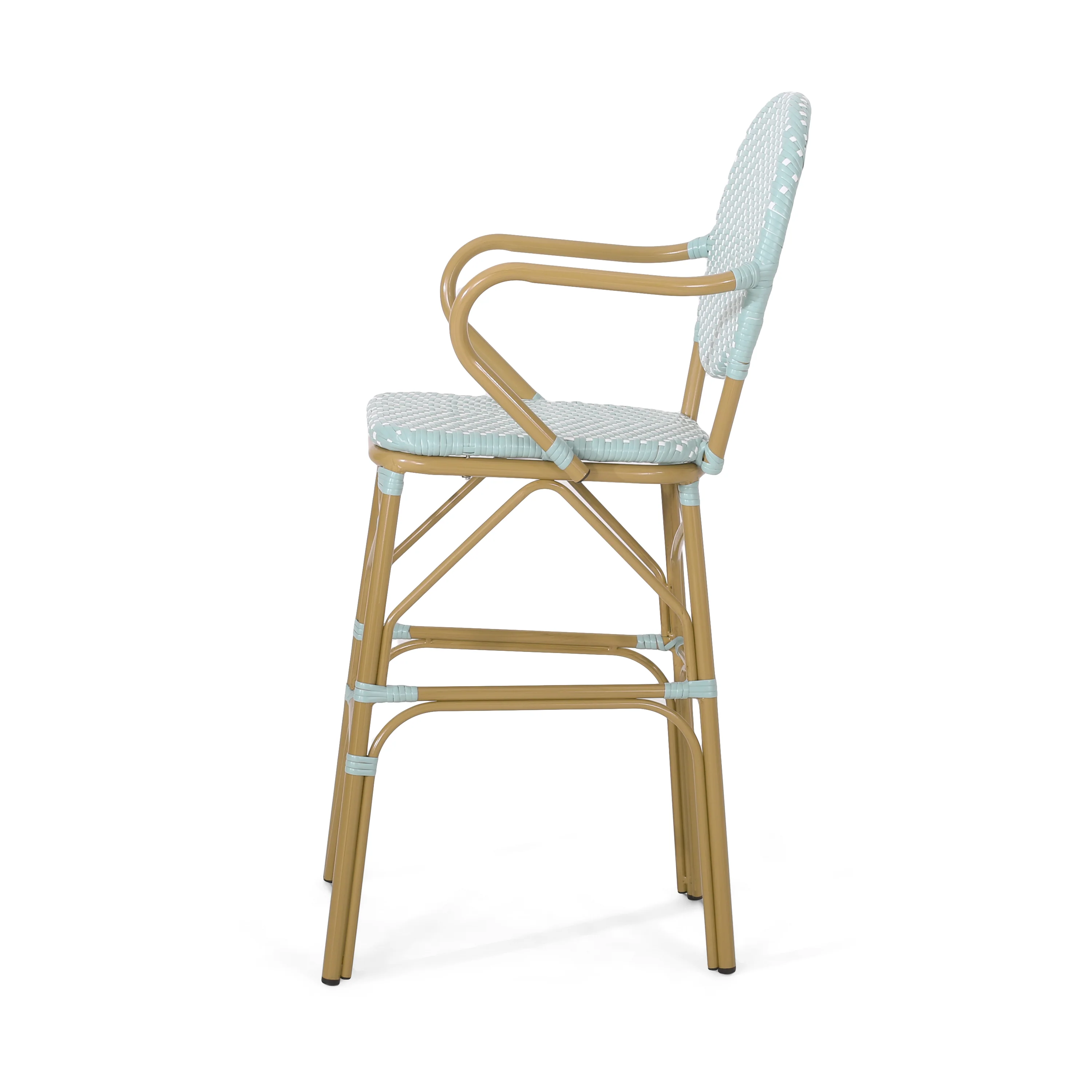 Danberry Outdoor Wicker and Aluminum 29.5 Inch French Barstools, Set of 4 - furnishings
