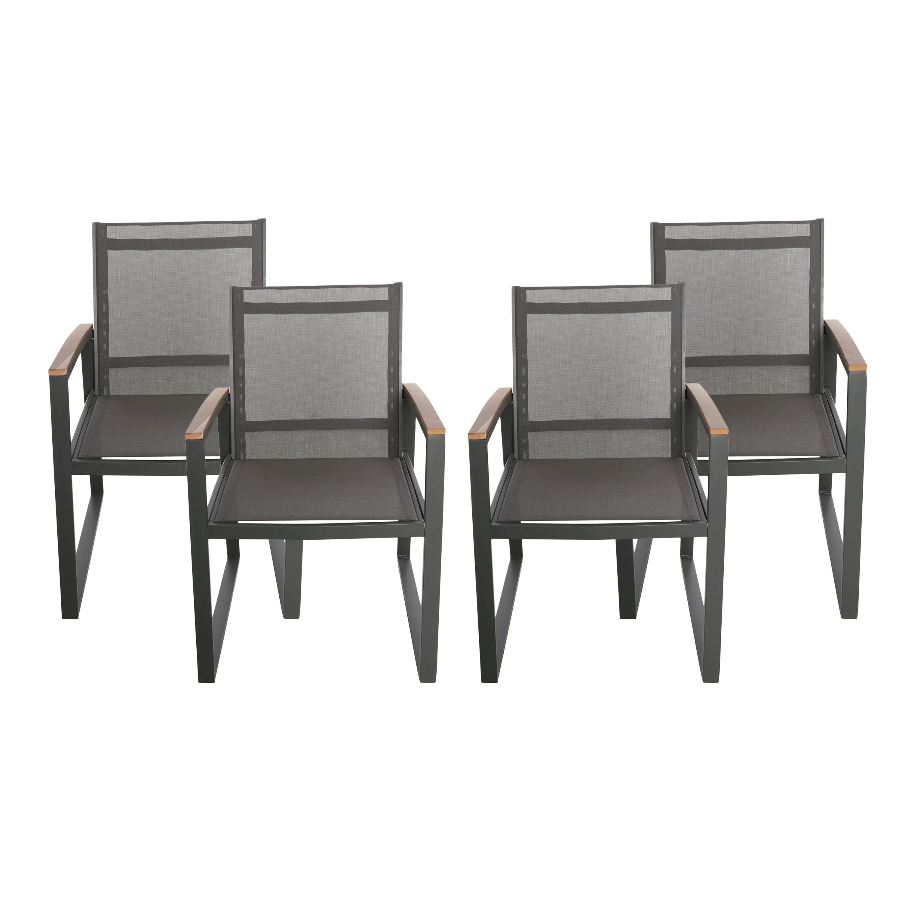 Aubrey Outdoor Aluminum Dining Chairs with Faux Wood Accents - furnishings