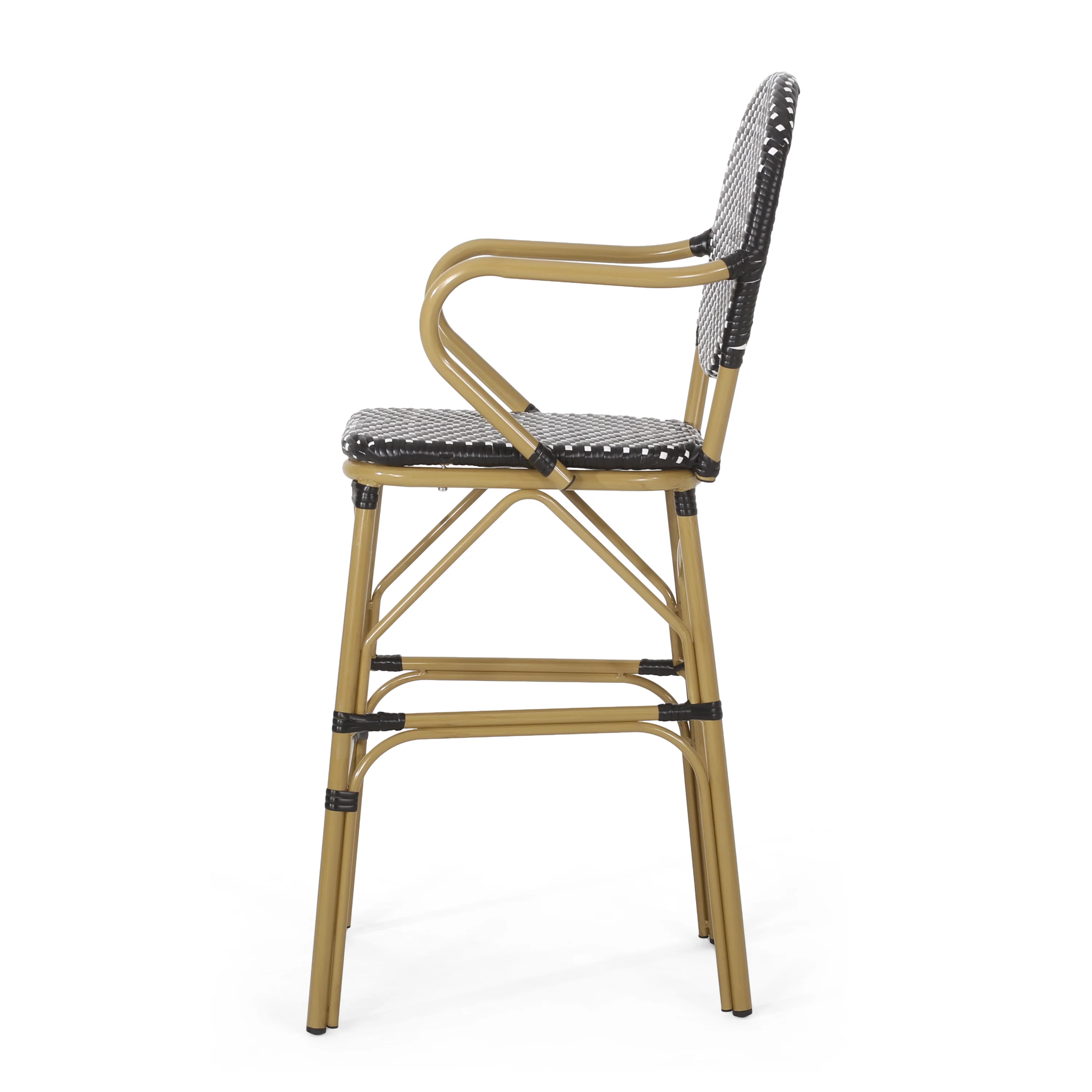 Danberry Outdoor Wicker and Aluminum 29.5 Inch French Barstools, Set of 4 - furnishings