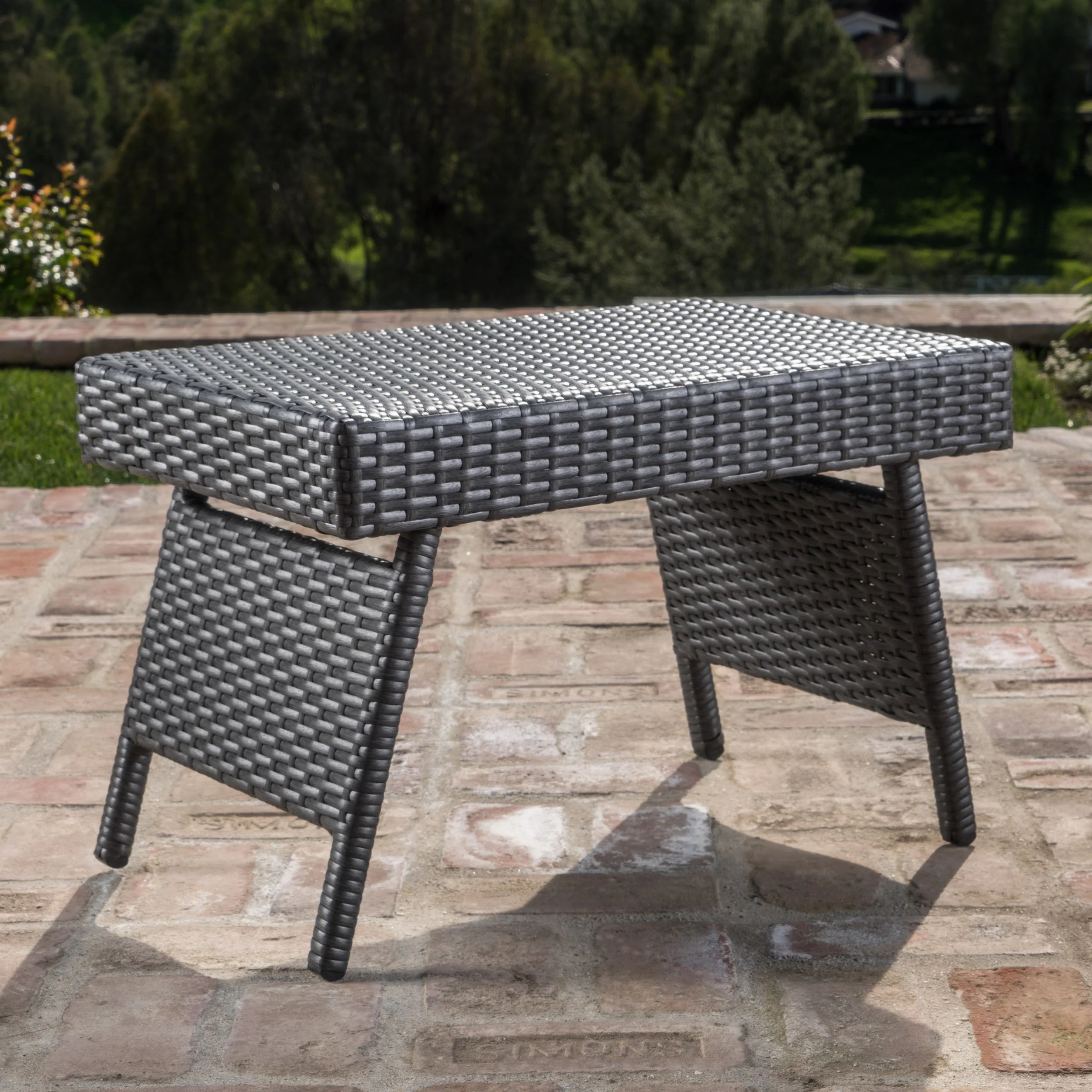 Soleil Outdoor Wicker Arm Chaise Lounges (Set of 2) w/ Side Table - furnishings